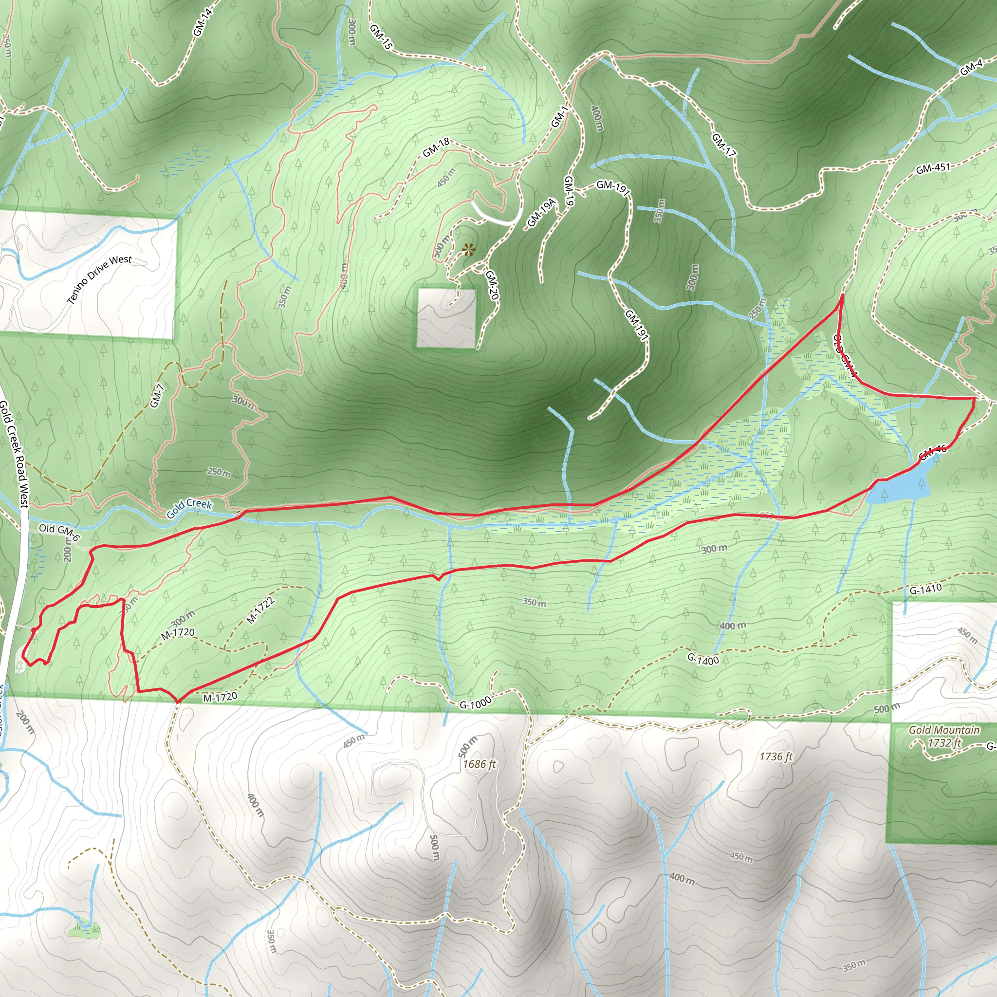 Gold Creek and Tin Mine Loop Trail mobile static map