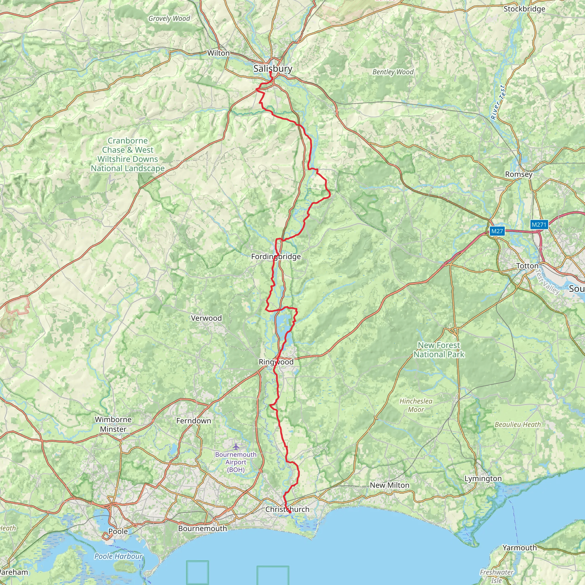 Avon Valley Path - Hampshire to Dorset mobile static map