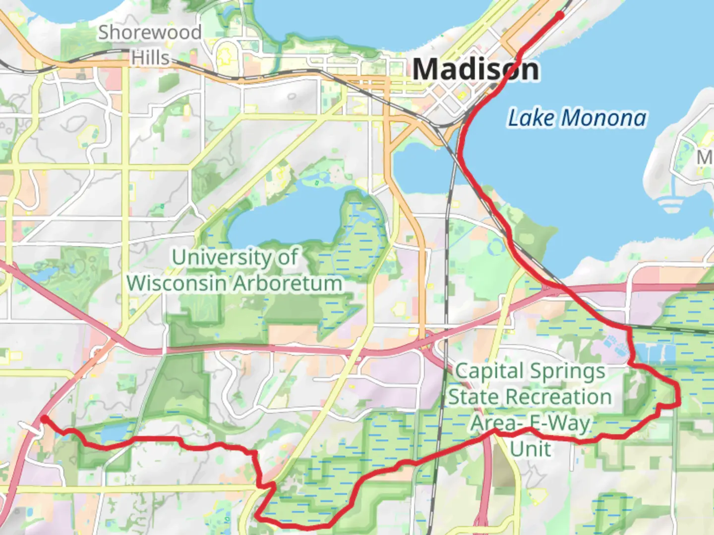 An image depicting the trail Capital City State Trail - Madison and its surrounding area.