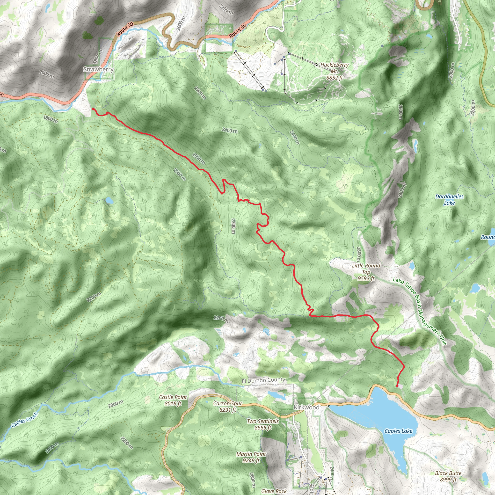 Strawberry Pass Trail mobile static map