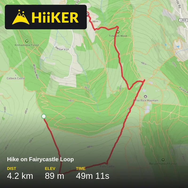 A map preview of the recording Hike on Fairycastle Loop.