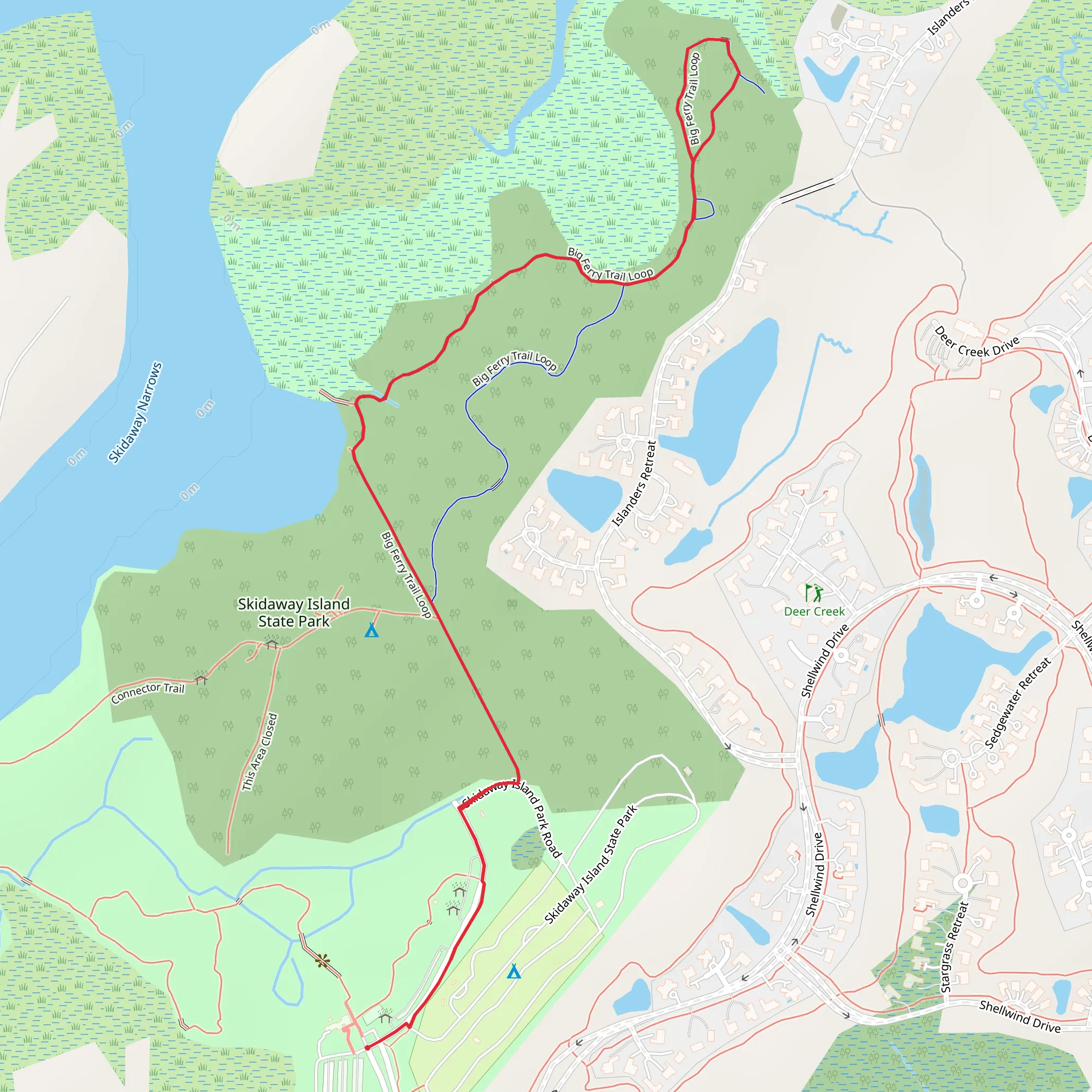 Big Ferry Loop Trail and Skidaway Island Park Road mobile static map