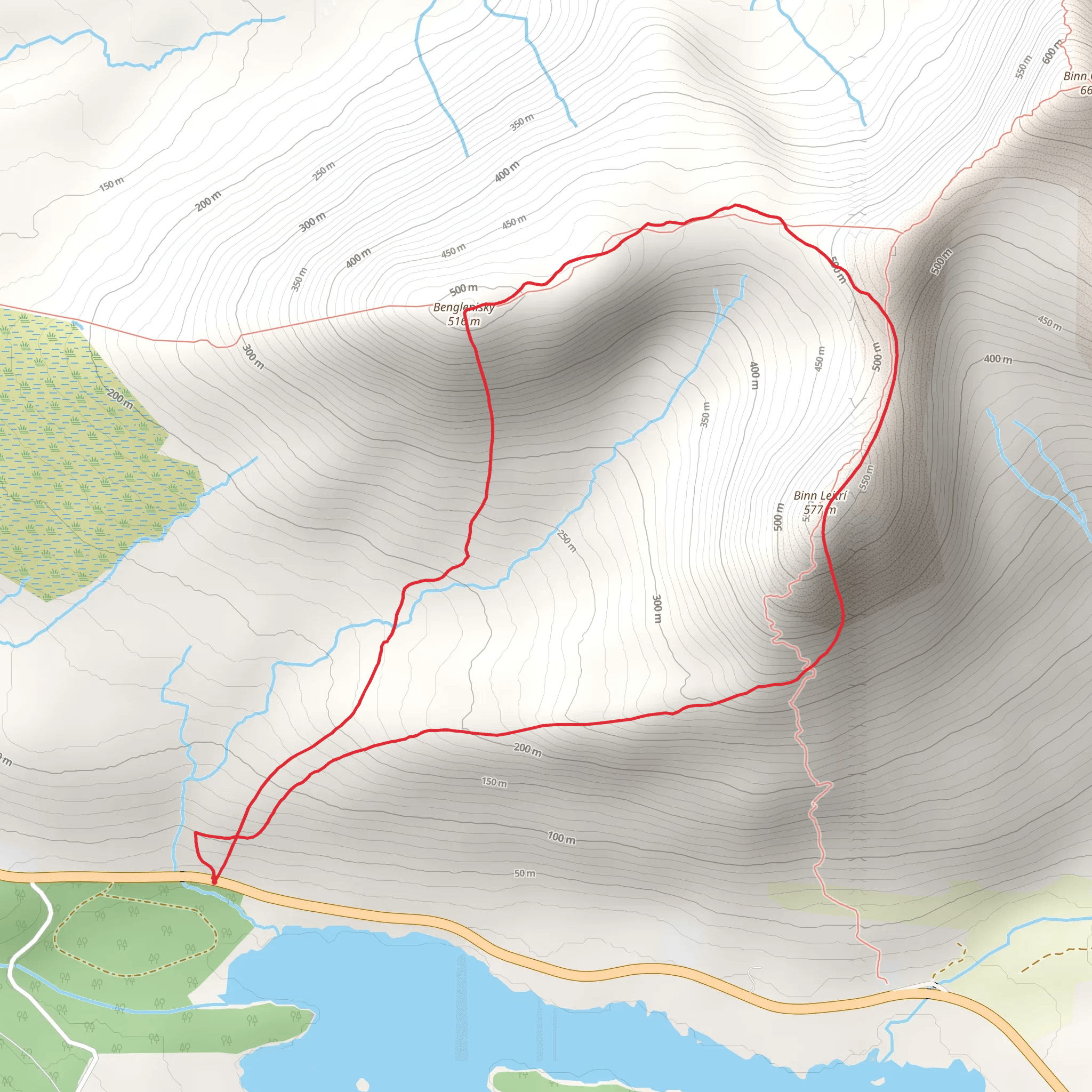 Benglenisky and Benlettery Mountain mobile static map