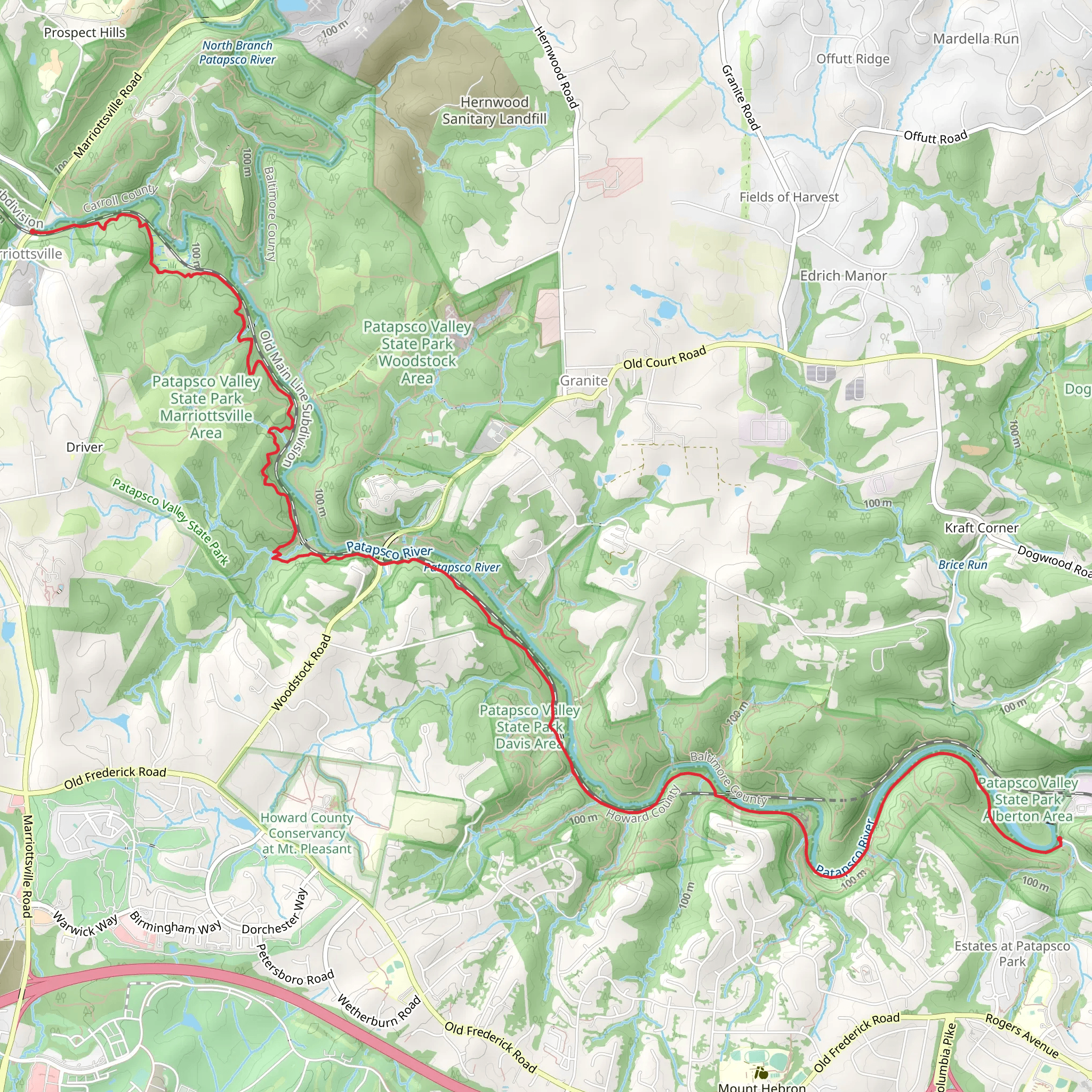 Wood-Marr - HoCo Thru Trail mobile static map