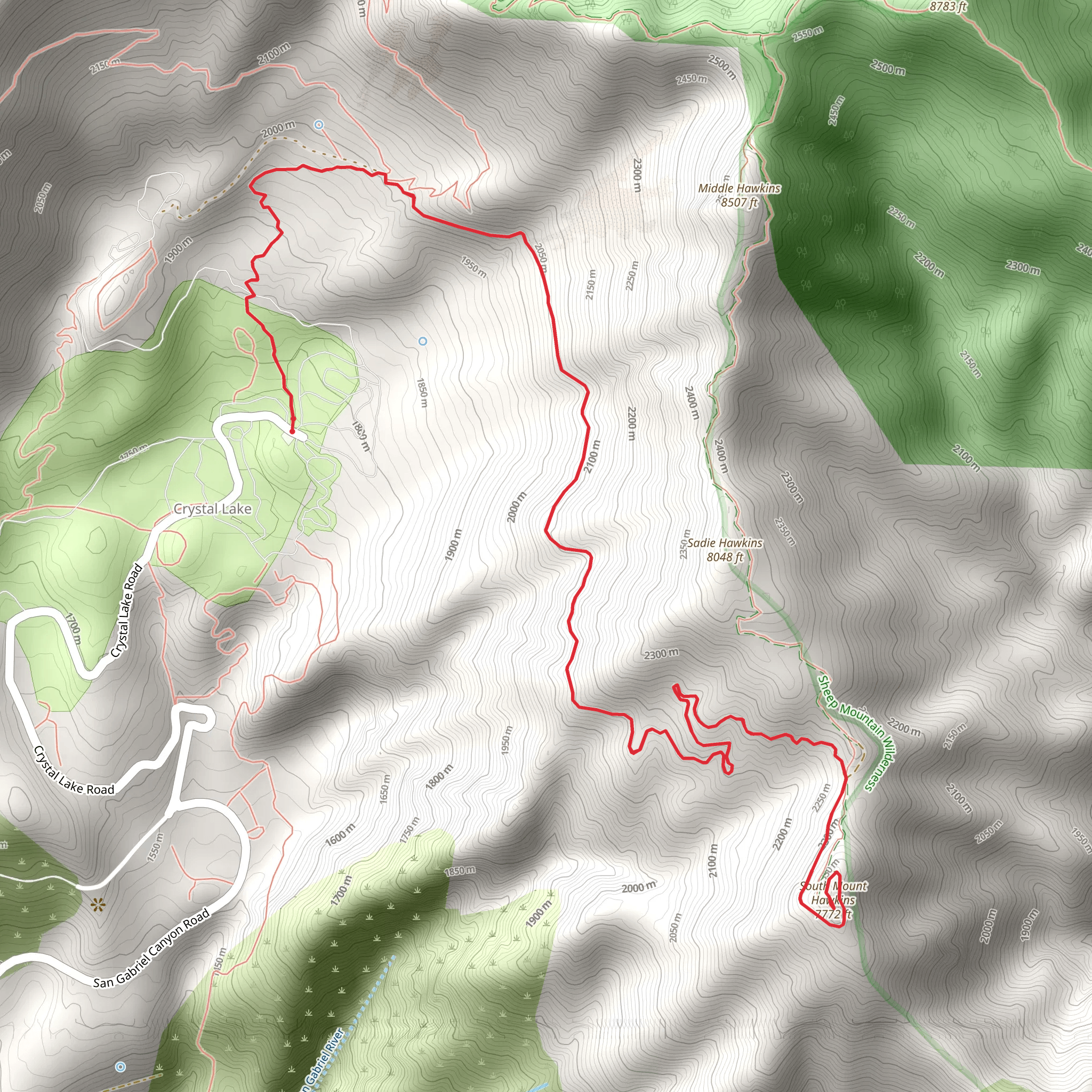 South Mount Hawkins Trail mobile static map