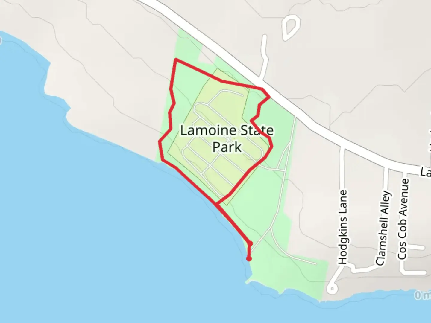 An image depicting the trail Lamoine State Park Campground Loop and its surrounding area.