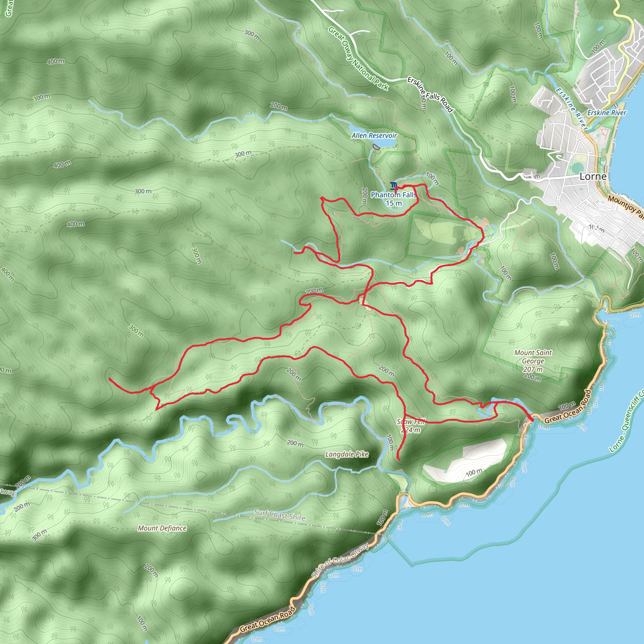 Lorne Waterfalls - Canyon and Castle Rock Trail mobile static map