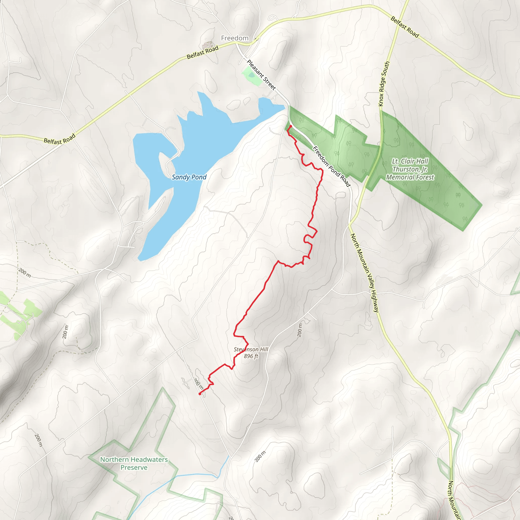 Stevenson Hill to Freedom Pond Road mobile static map