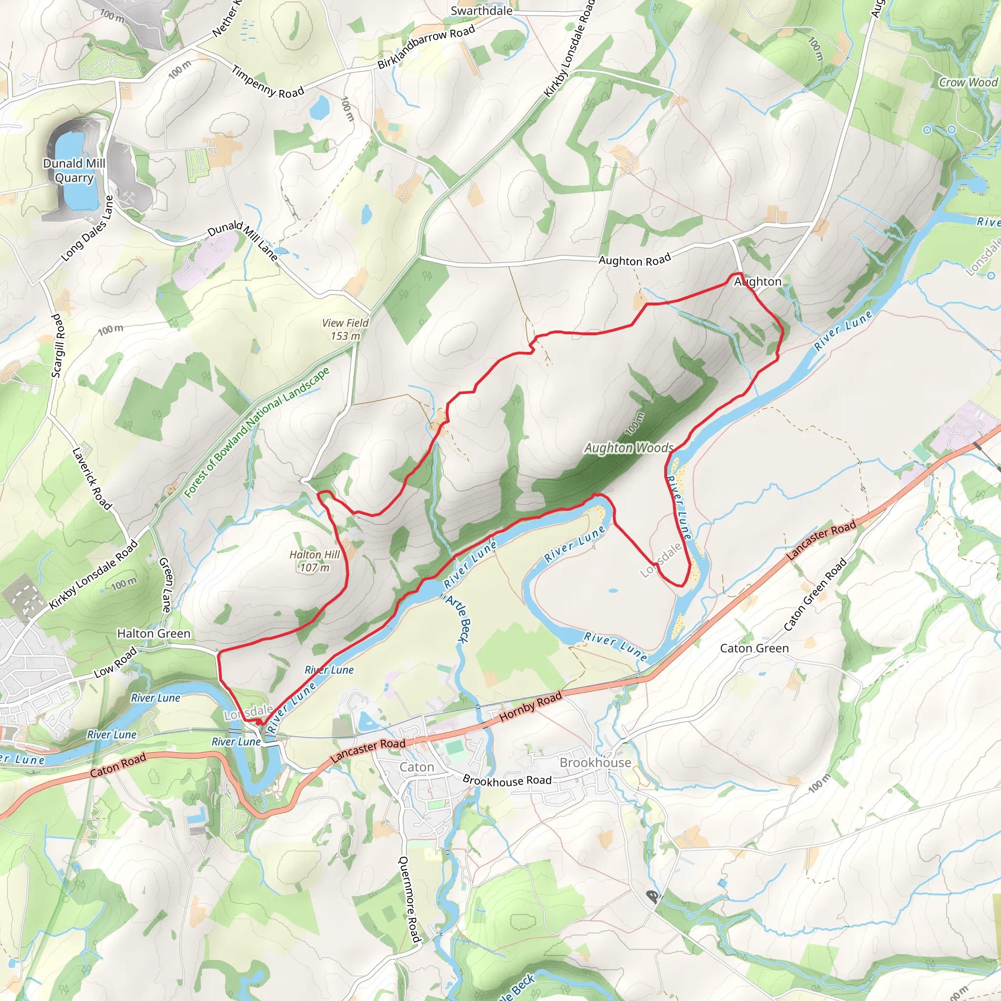 Halton Park and Aughton Woods Loop via River Lune mobile static map