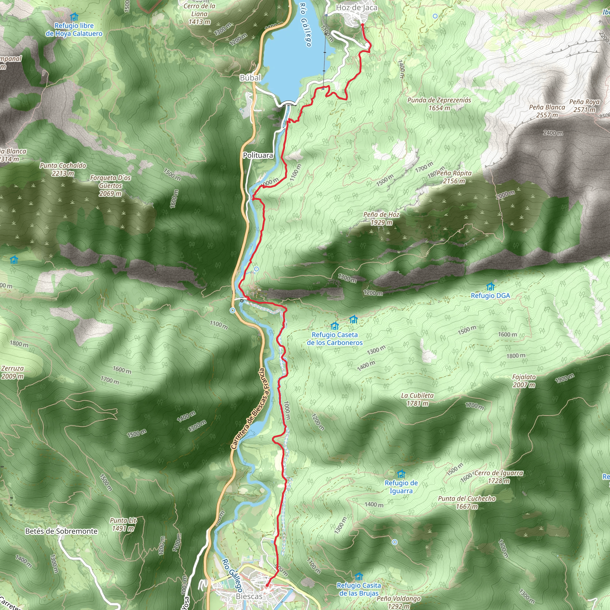 Biescas - Hoz de Jaca PR HU 78 mobile static map