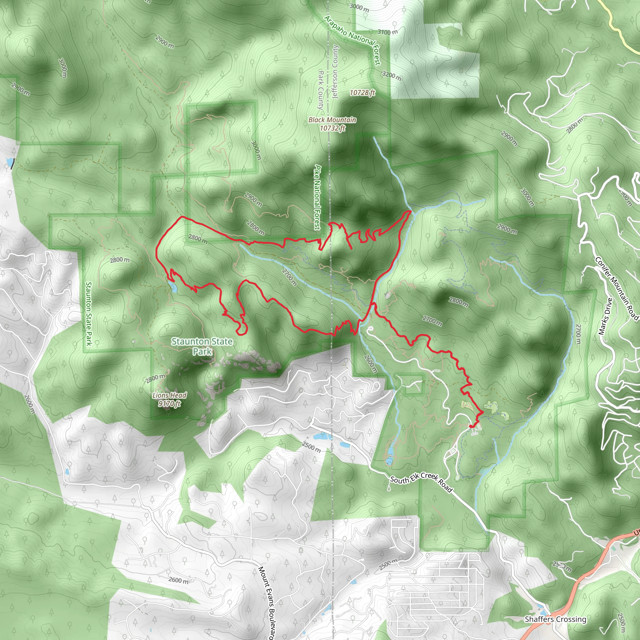 Staunton Ranch - Bugling Elk - Marmot Passage - Scout Line Loop Trail mobile static map