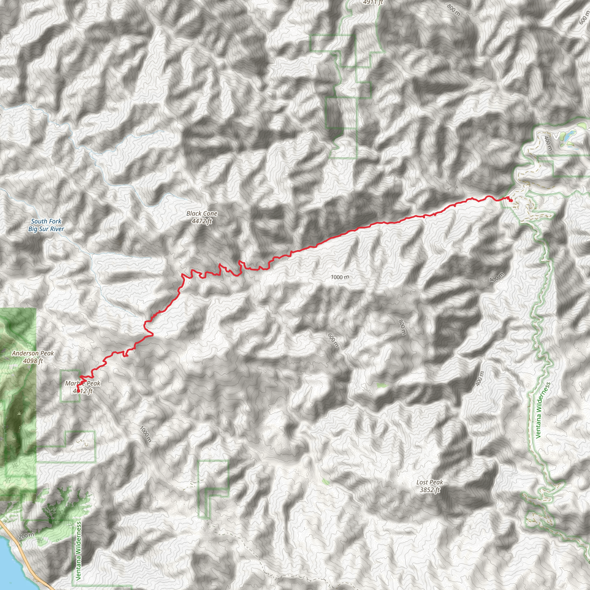 Tassajara Creek via Marble Peak Trail mobile static map