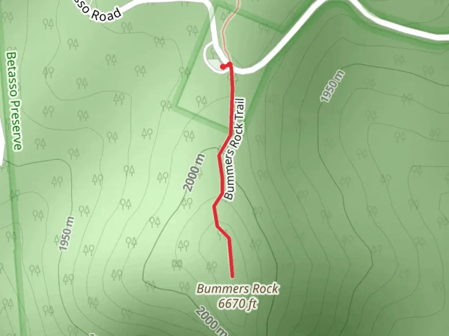 An image depicting the trail Bummers Rock and its surrounding area.