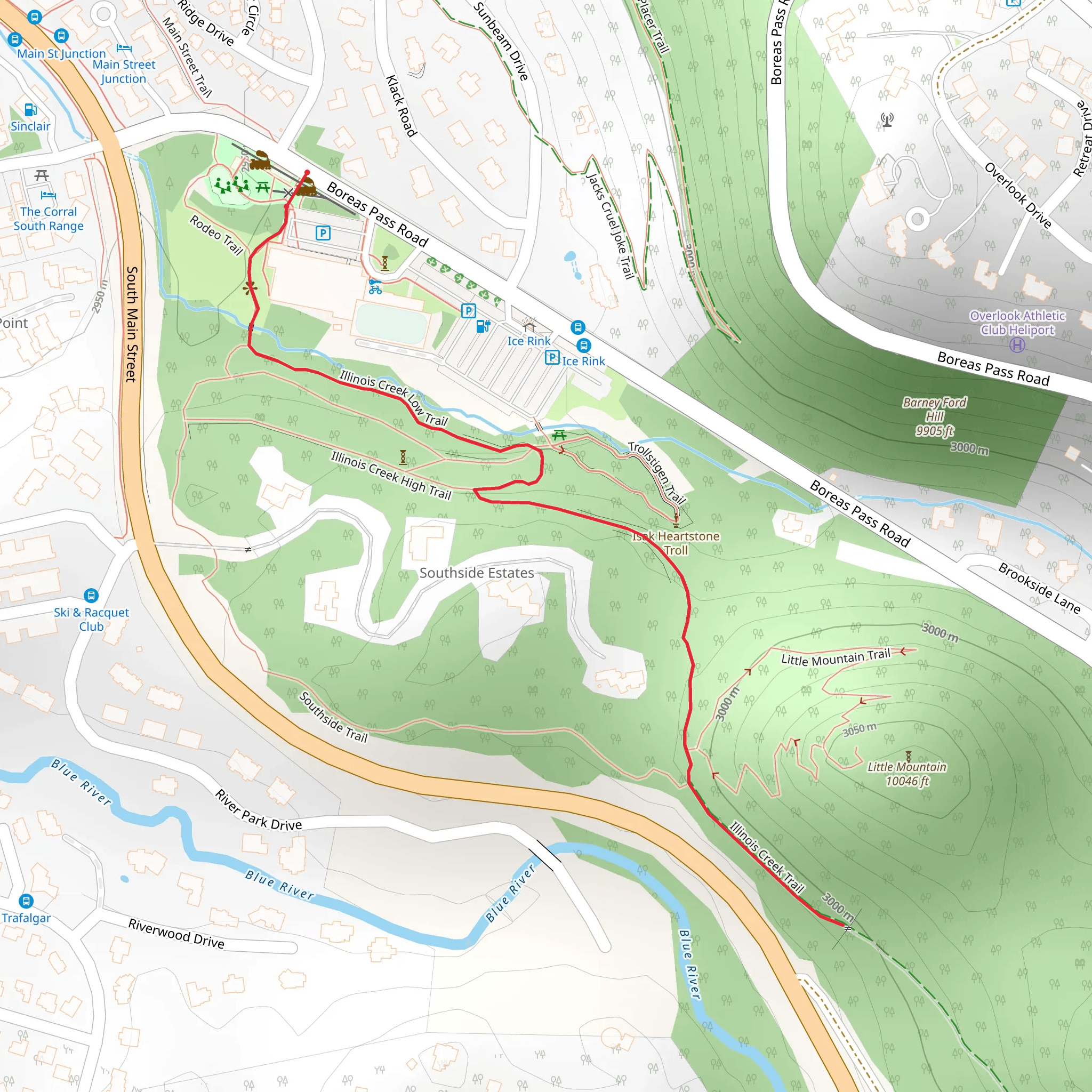 Rodeo and Illinois Creek Trail mobile static map