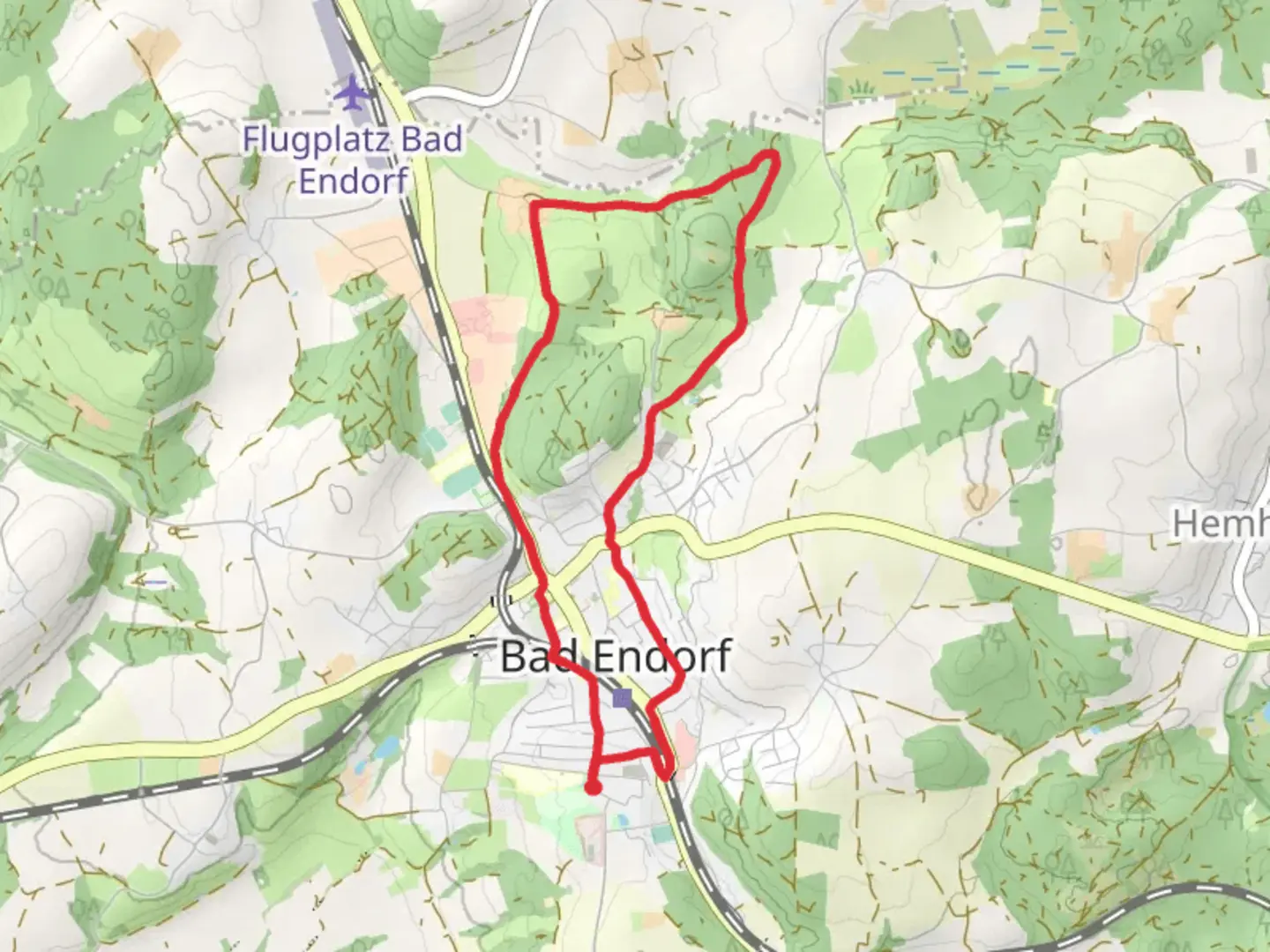 An image depicting the trail Wanderweg 8 - Bad Endorf and its surrounding area.