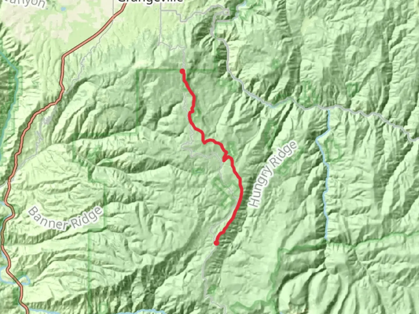 An image depicting the trail Lone Fir Hill via Ild Florence Road and its surrounding area.