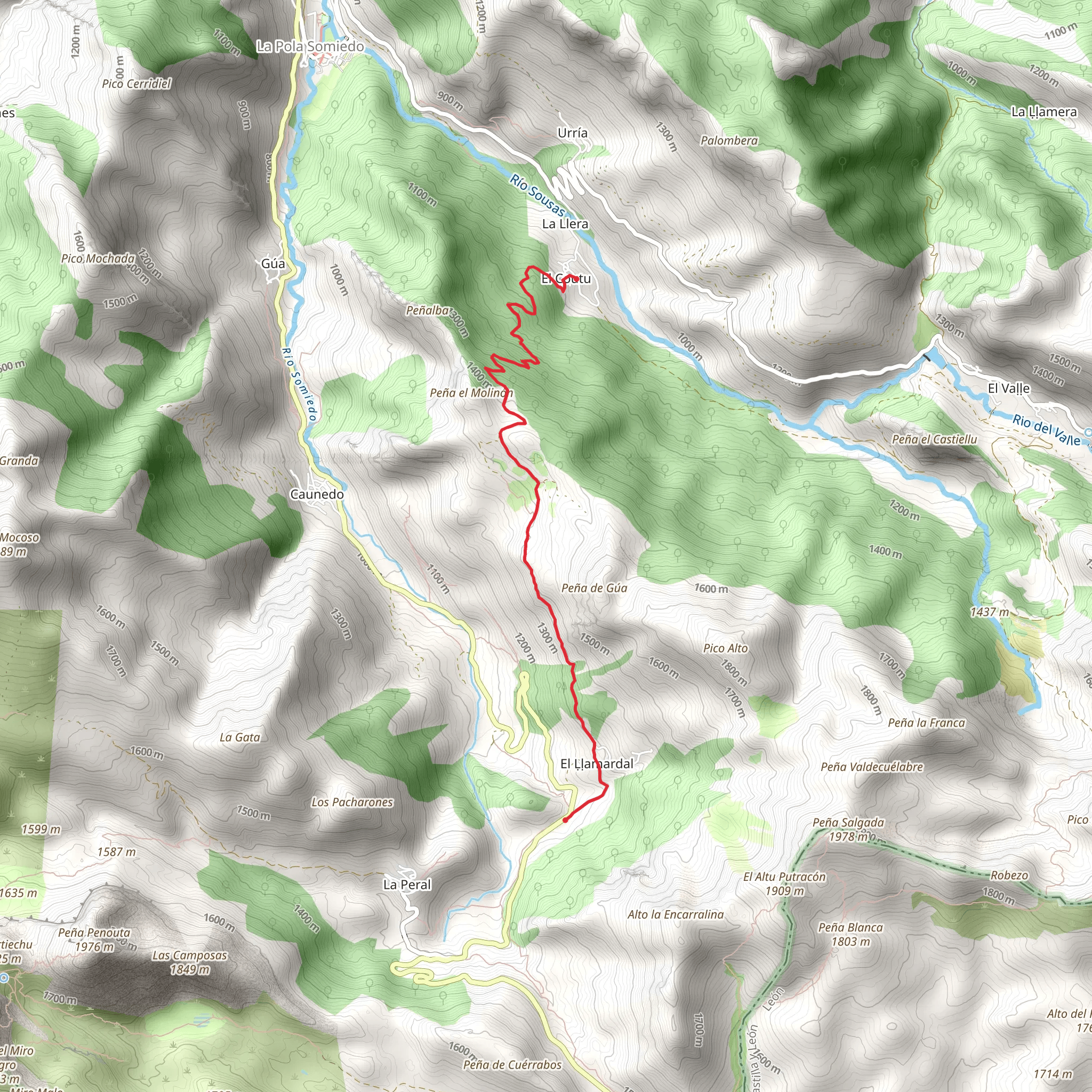 Route of Braña de Mumian mobile static map