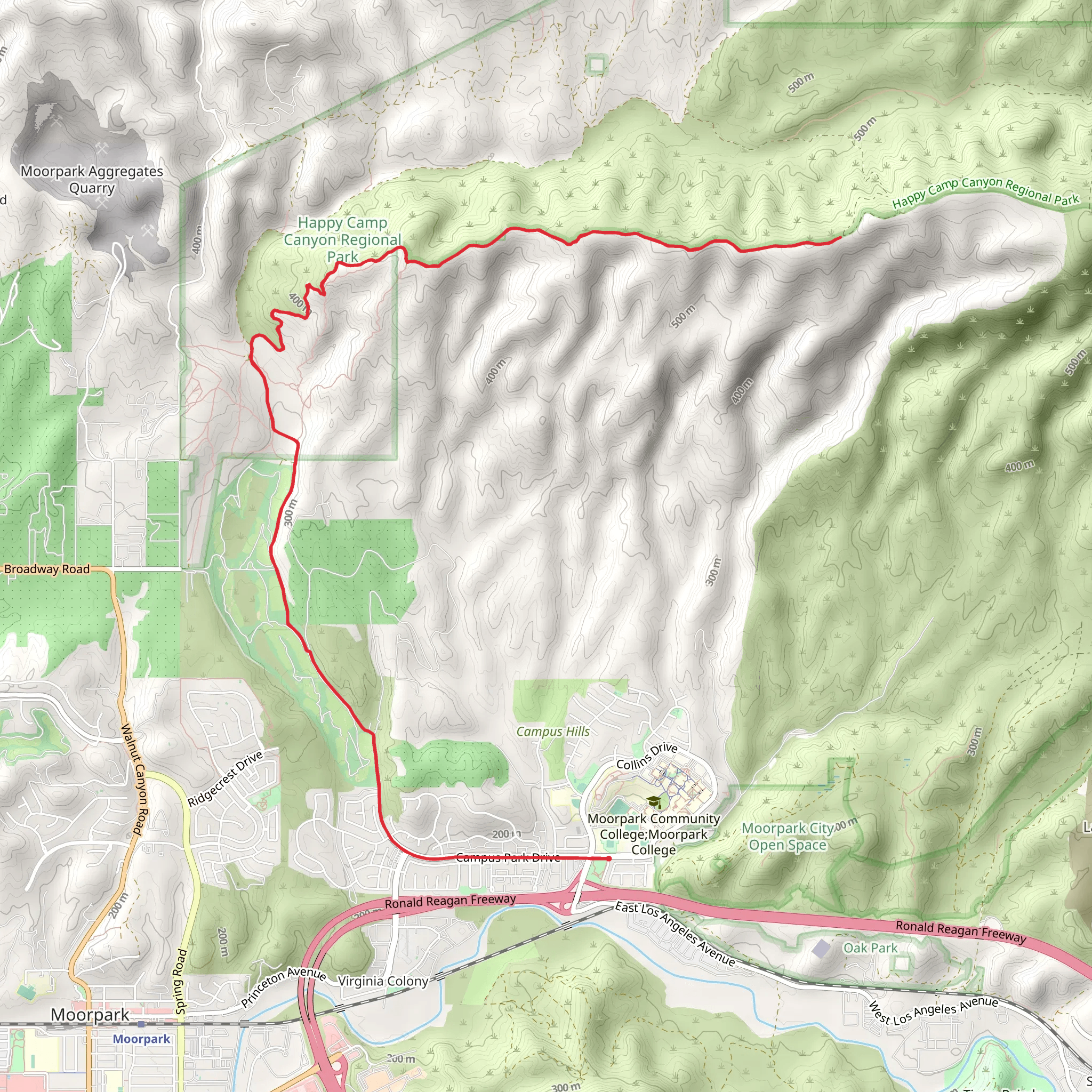Happy Camp Canyon Fire Road - College View Park mobile static map