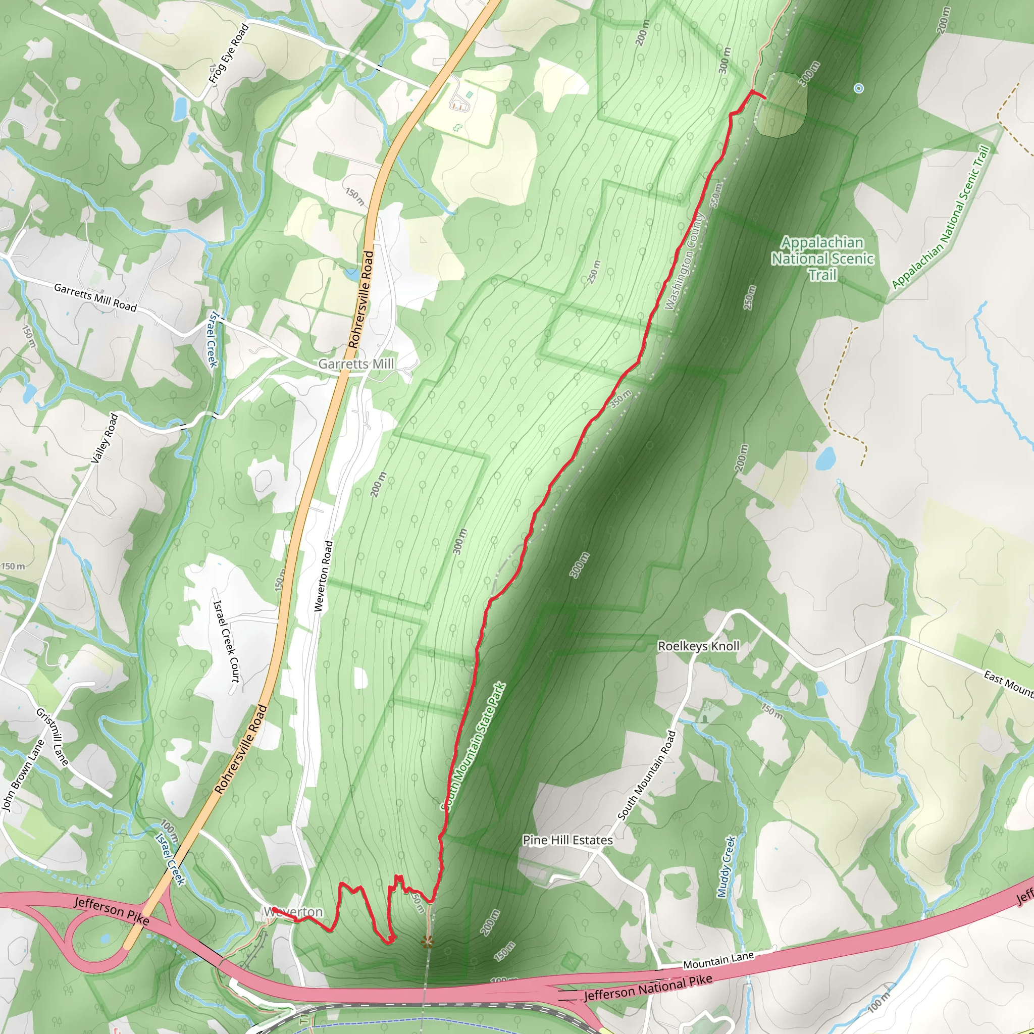 Ed Garvey Shelter AT Camping Area via Appalachian TrailOut and Back mobile static map