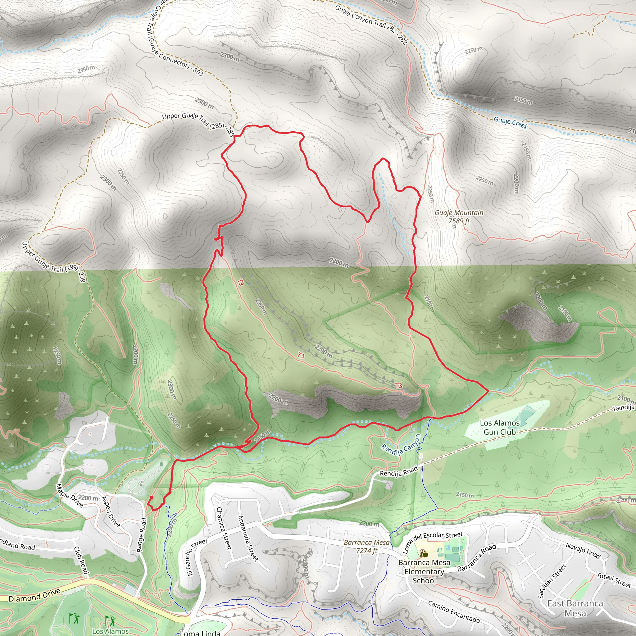 Guaje Mountain via Cabra Loop Trail mobile static map