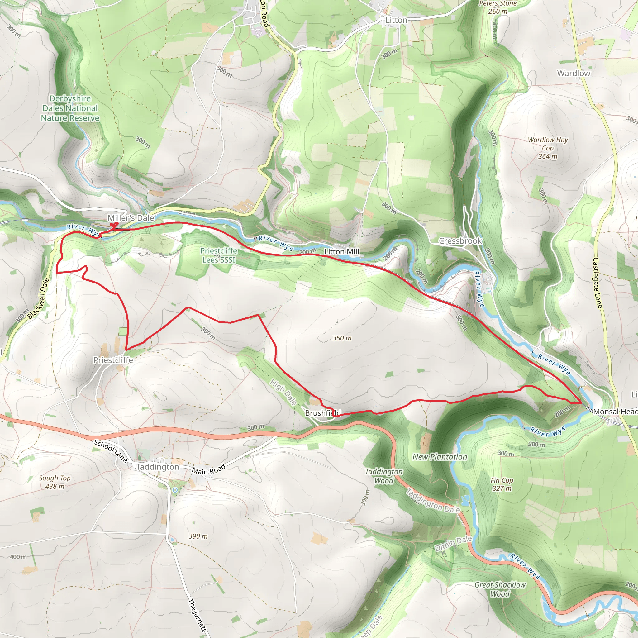 Millers Dale Nature Reserve and Upperdale via Monsal Trail mobile static map