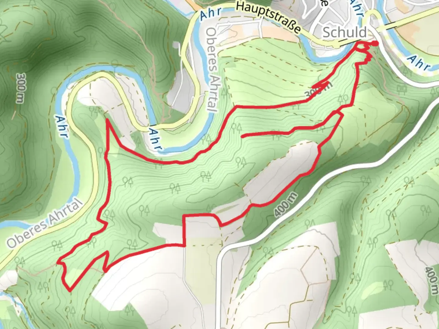An image depicting the trail Ahr Eifelblick via Adlersteig and Schuld Rundweg and its surrounding area.