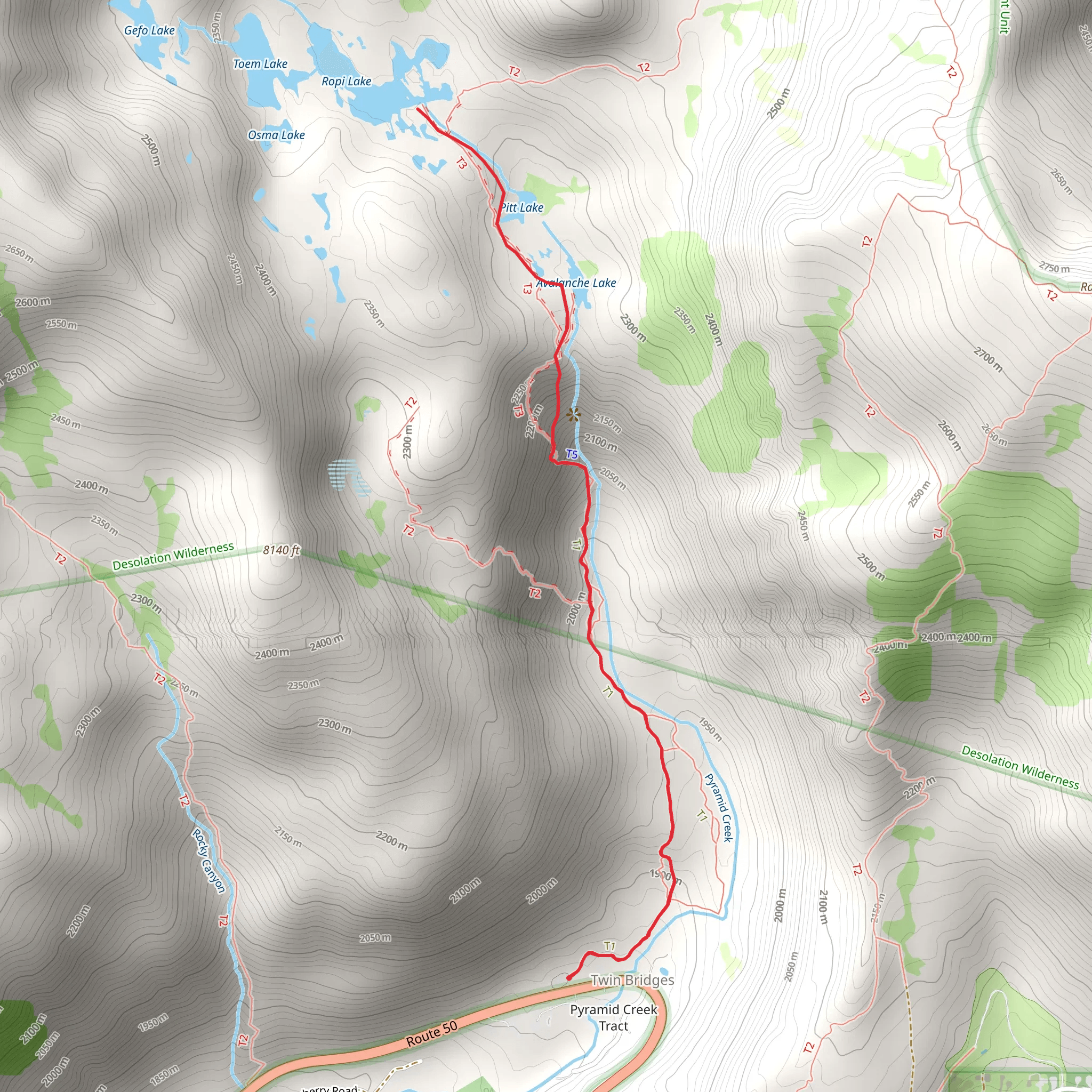 Ropi Lake via Pyramid Trail mobile static map