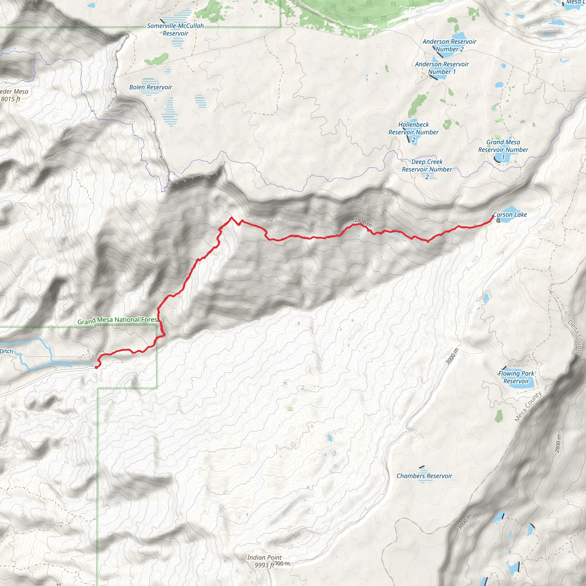 Carson Lake via Coal Creek mobile static map