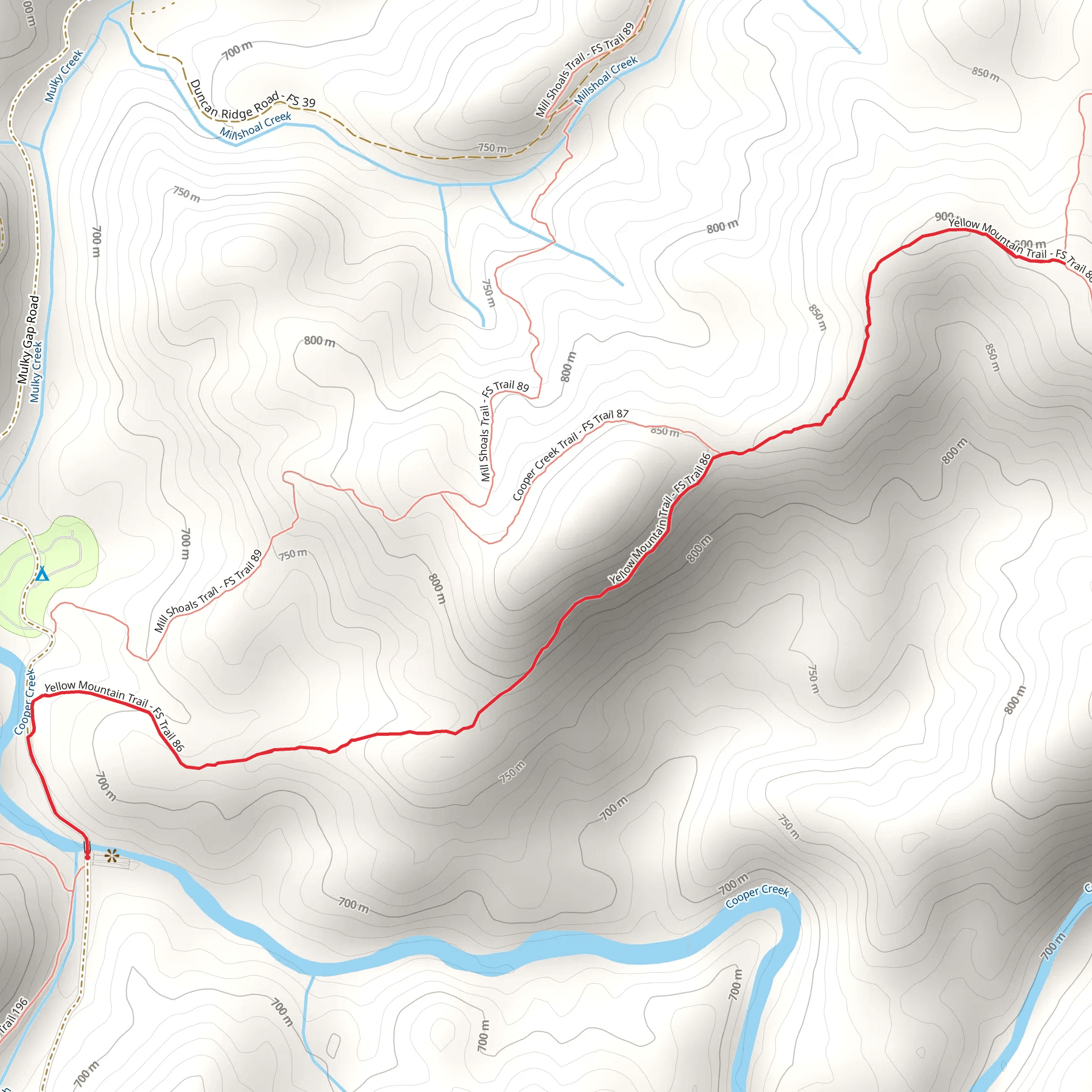 Yellow Mountain Trail from Cooper Creek mobile static map