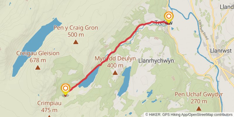 Hostels Walk from Aber stage 6 Map