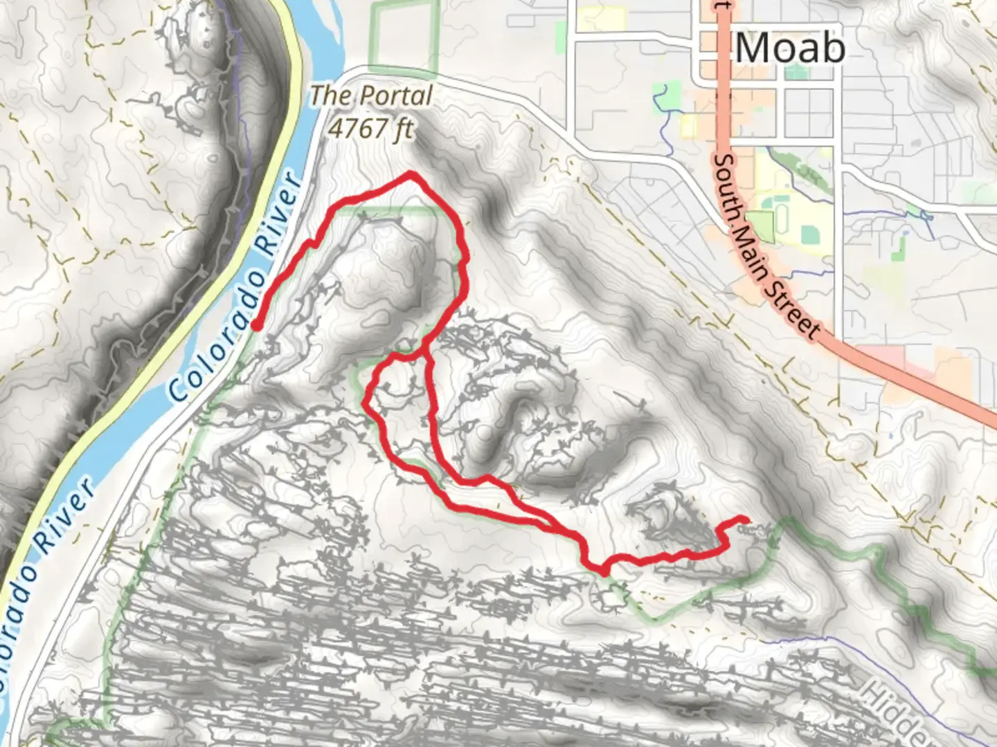 An image depicting the trail Moab Rim Trail and its surrounding area.