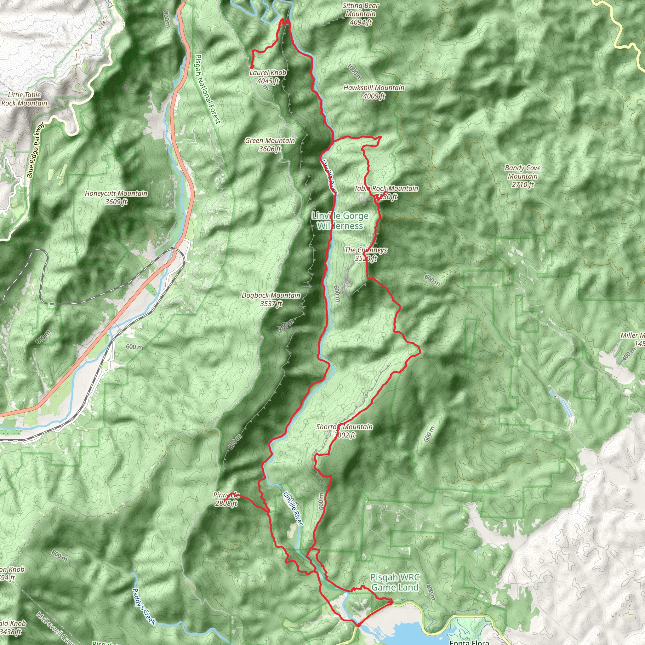 Linville Gorge Loop mobile static map