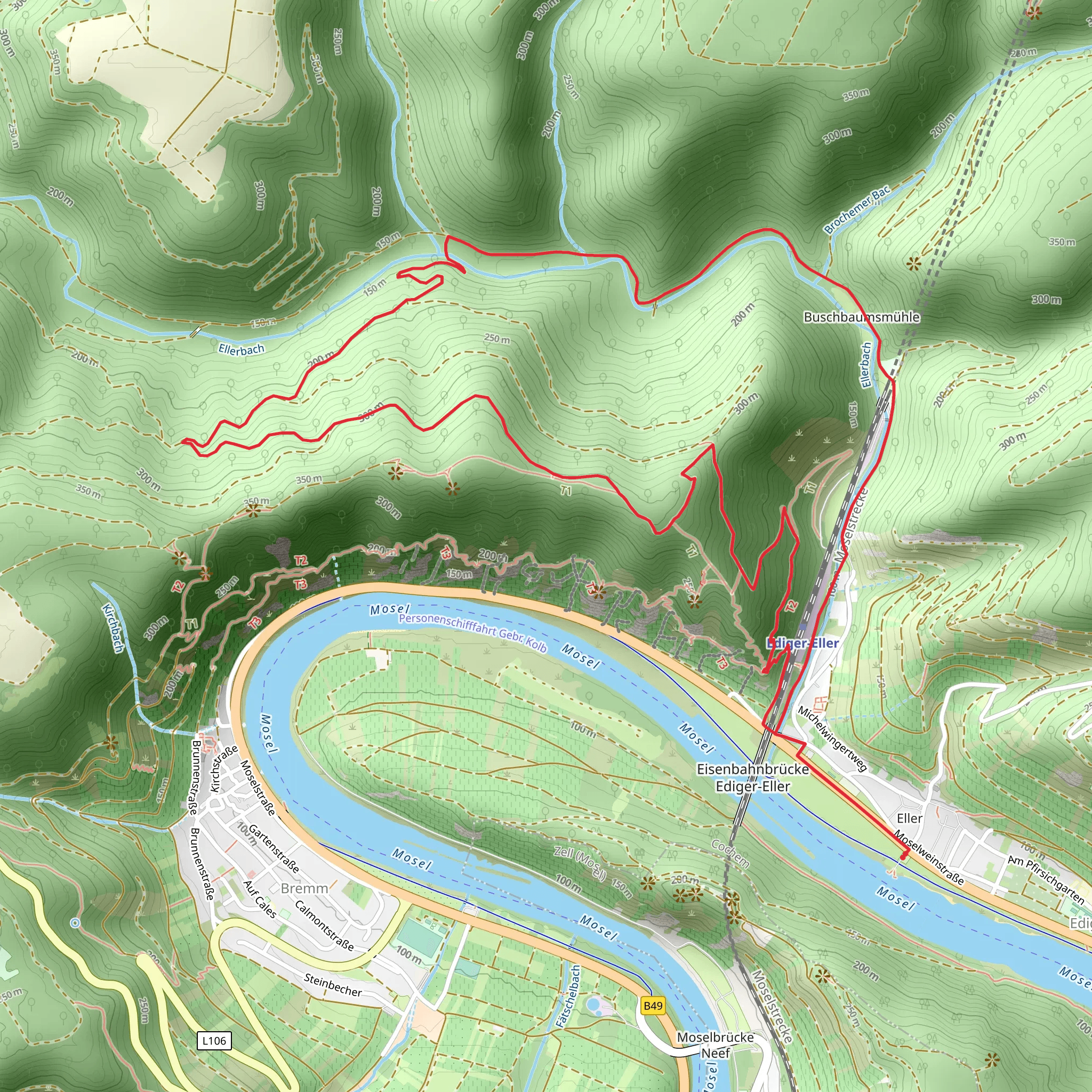 Calmont, Cochem Ellerwald and Kunderkopf Loop - Ediger Eller mobile static map