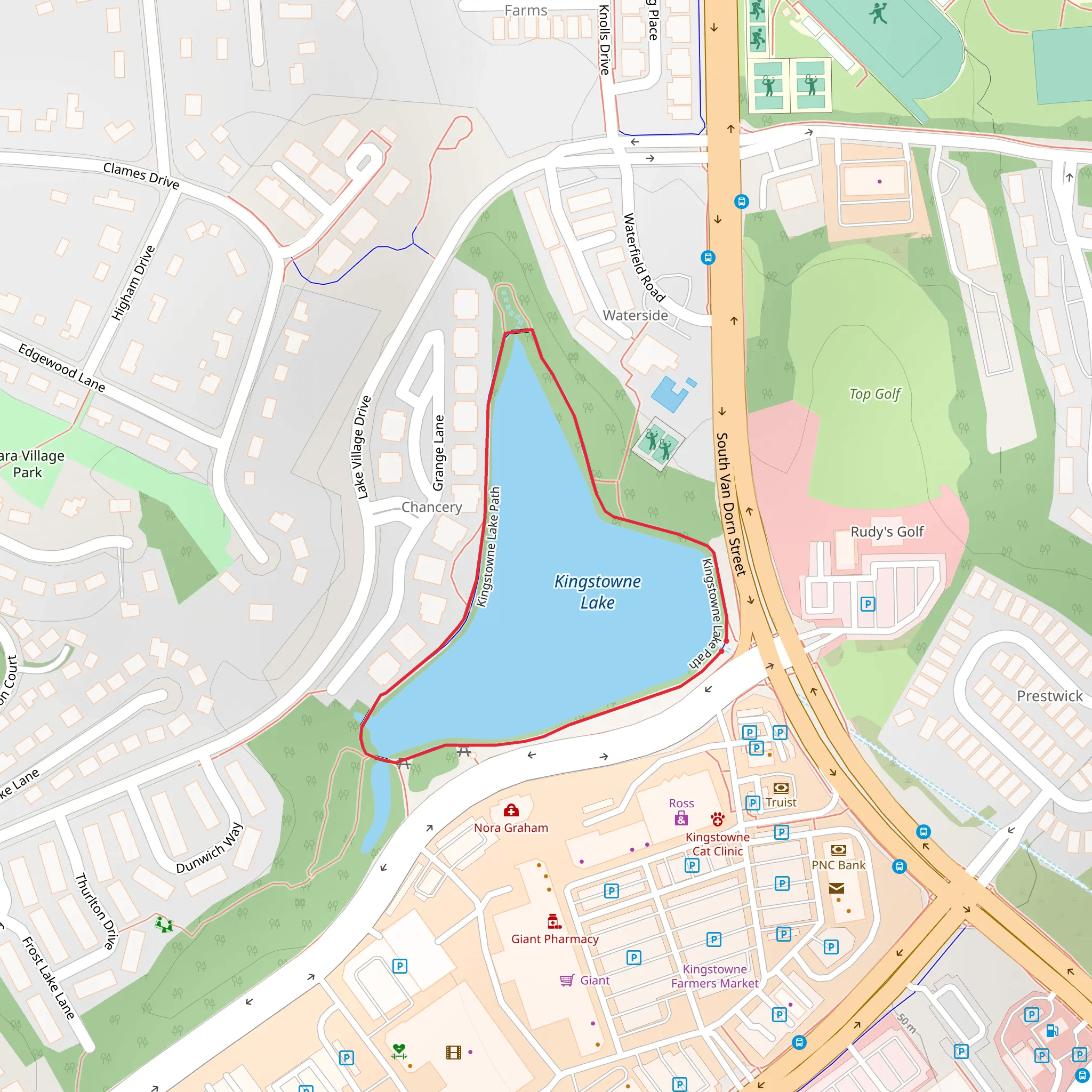 Kingstowne Lake Loop mobile static map