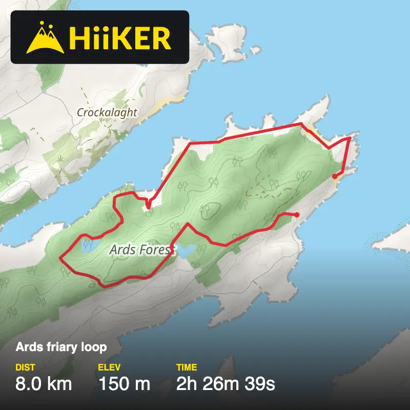 A map preview of the recording Ards friary loop.