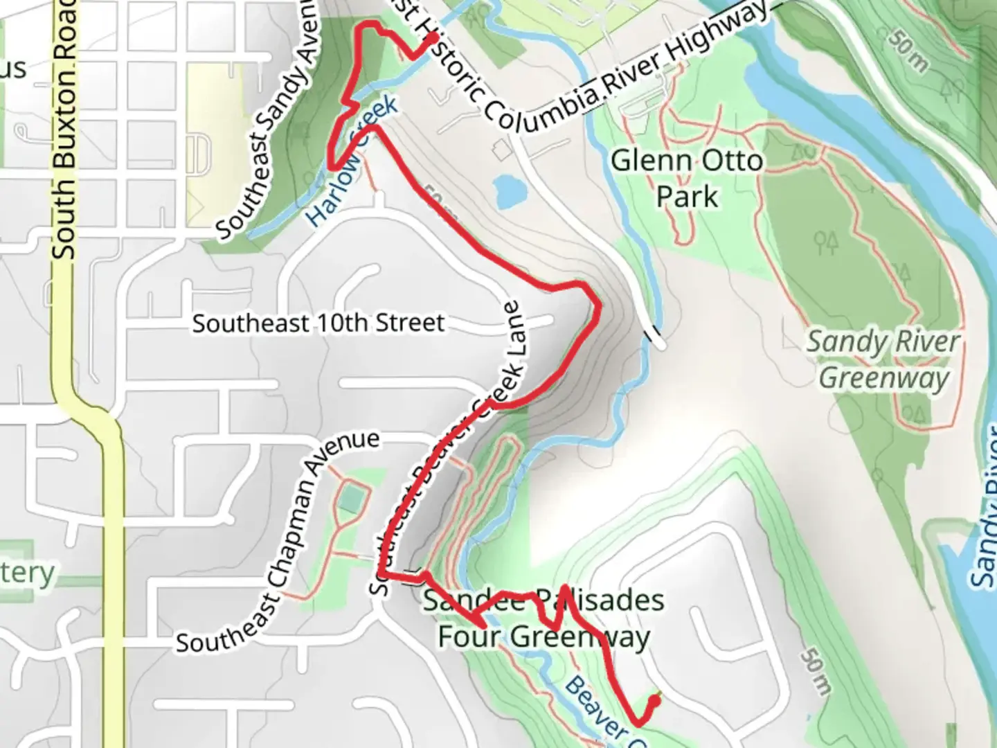 An image depicting the trail Robin's Way and Beaver Creek Trail and its surrounding area.