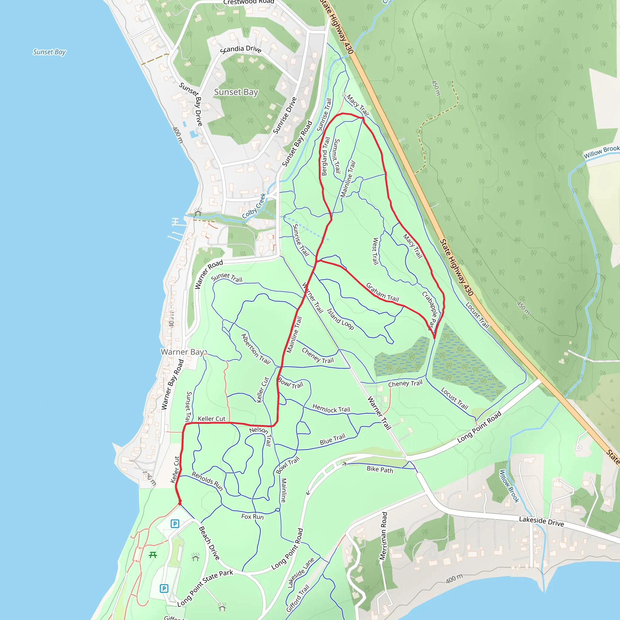 Long Point Park Loop Trail mobile static map