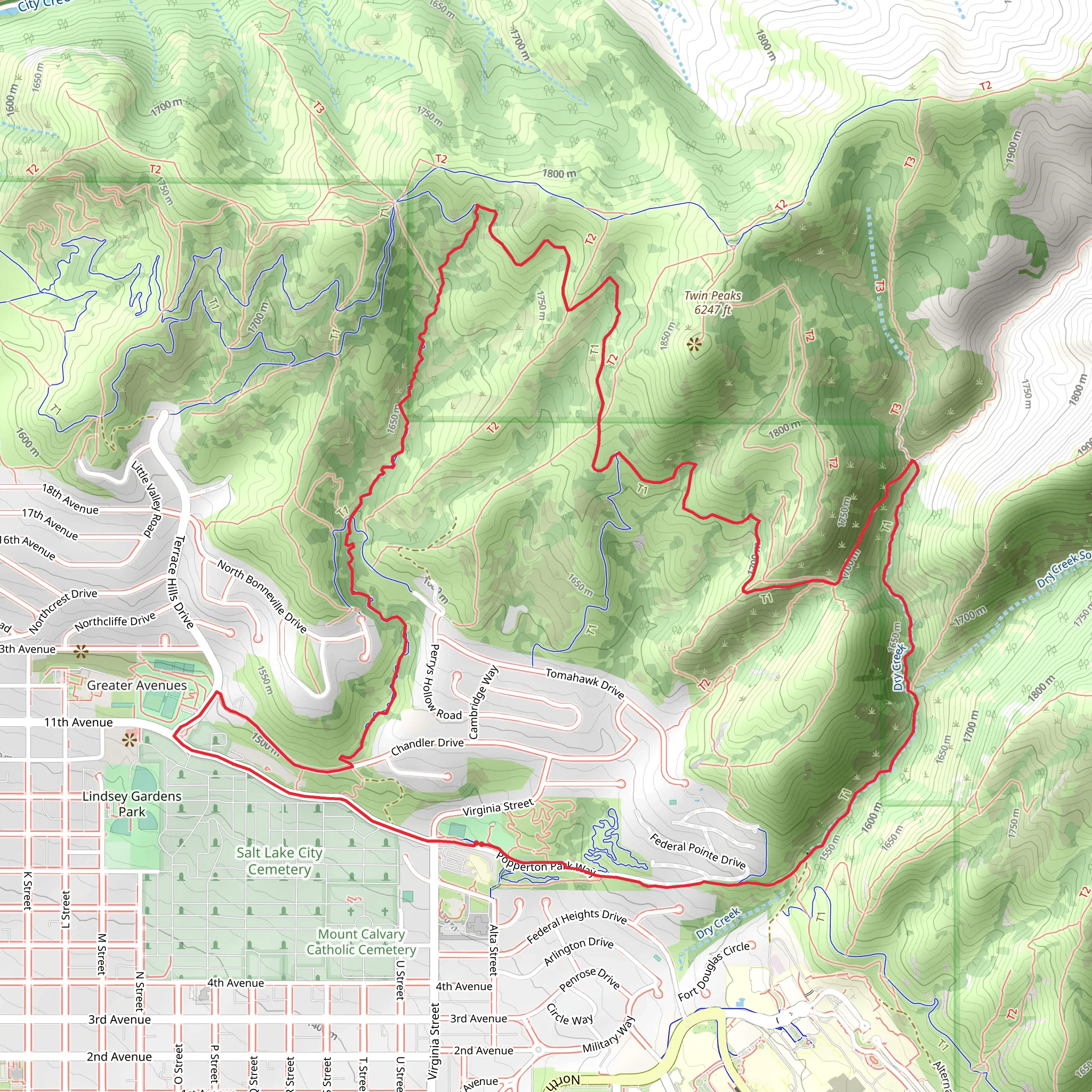 Popperton Park via Bonneville Shoreline Trail and Bobsled Trail mobile static map