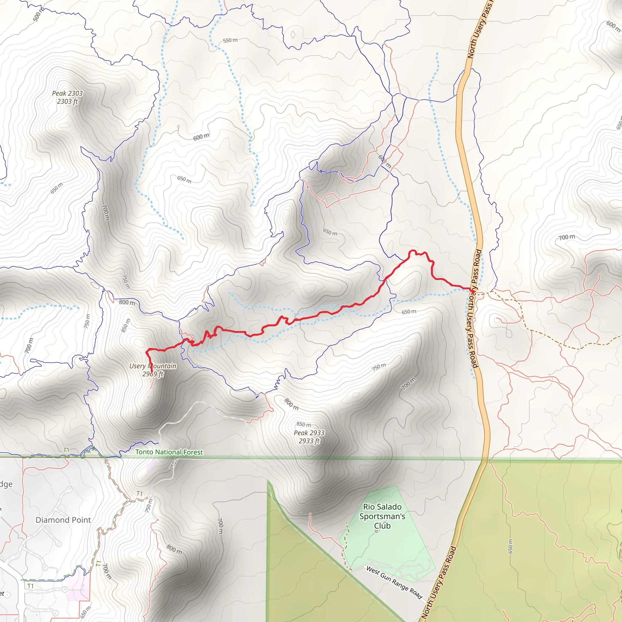 Usery Mountain via Alp D'Huez Trail mobile static map