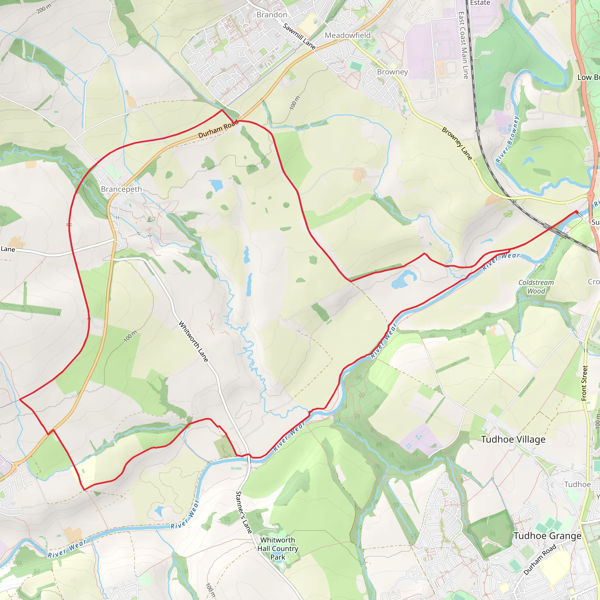 Sunderland Bridge and Brancepeth Loop mobile static map