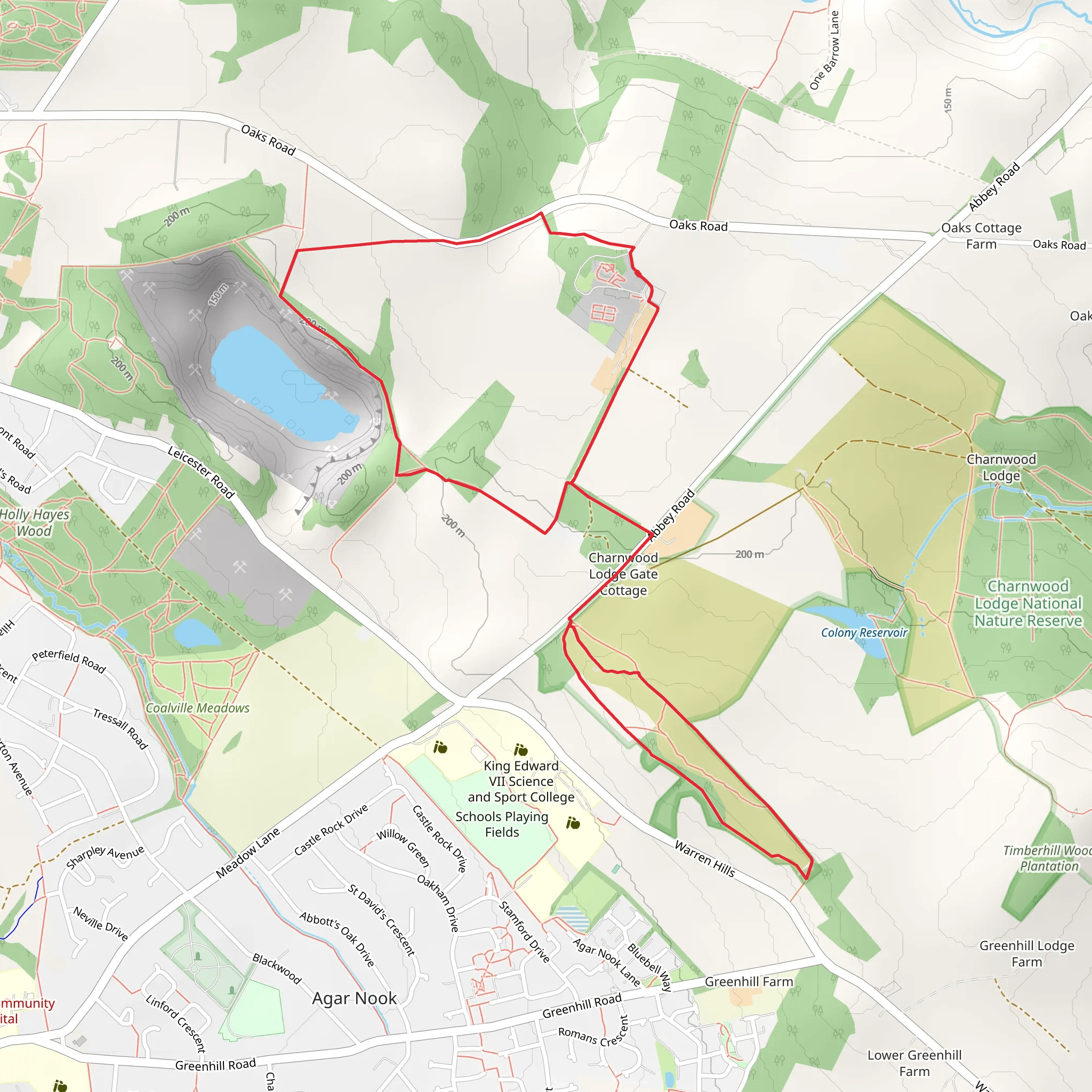 Mount Saint Bernard Abbey and Warren Hill Loop mobile static map