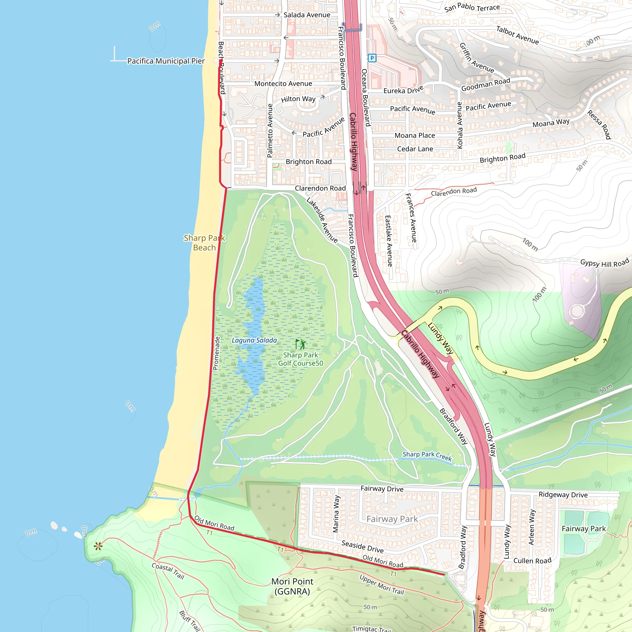 Promenade and Old Mori Road mobile static map