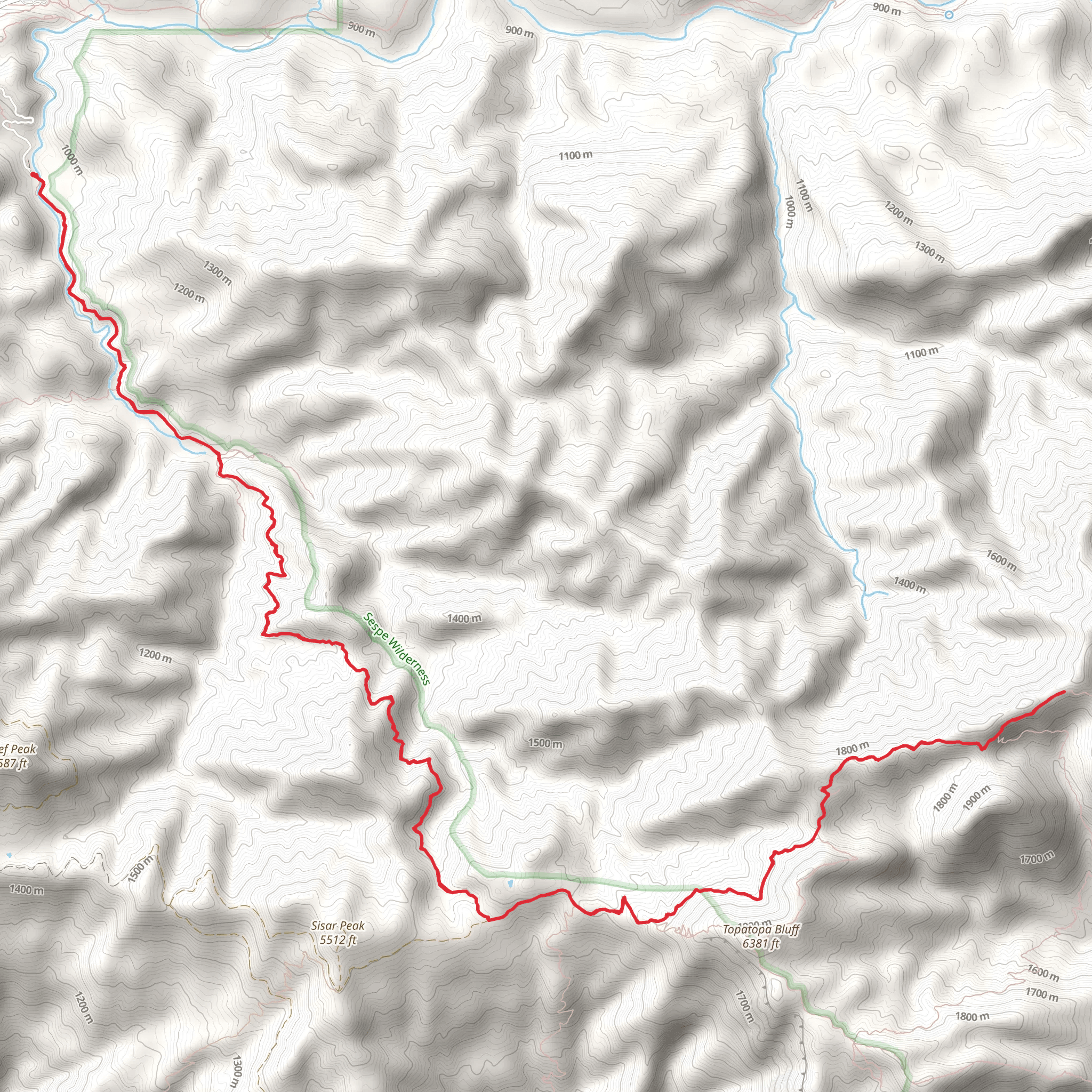 Lion Canyon Trail and Red Reef Trail mobile static map