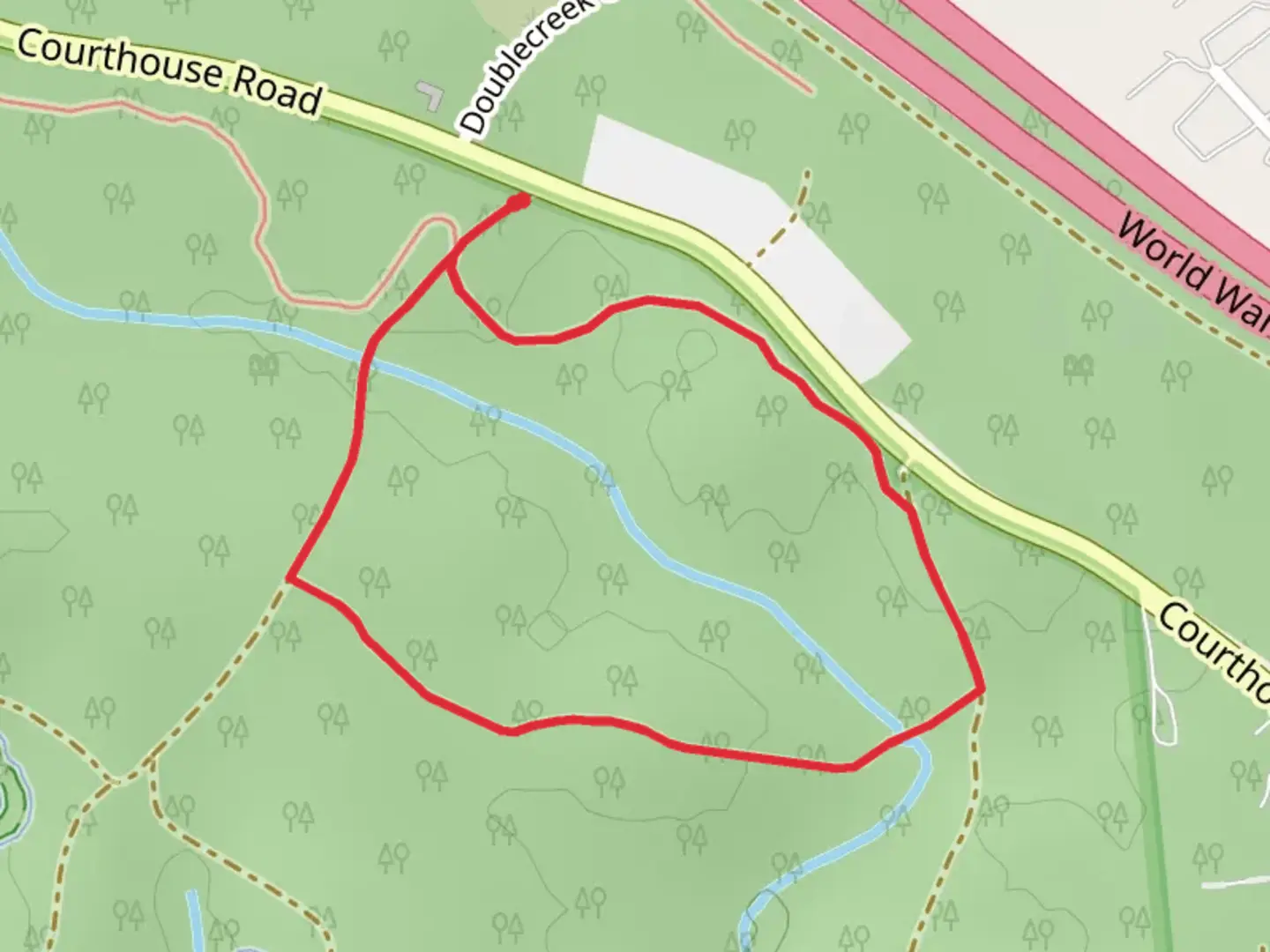 An image depicting the trail Courthouse Road Loop and its surrounding area.