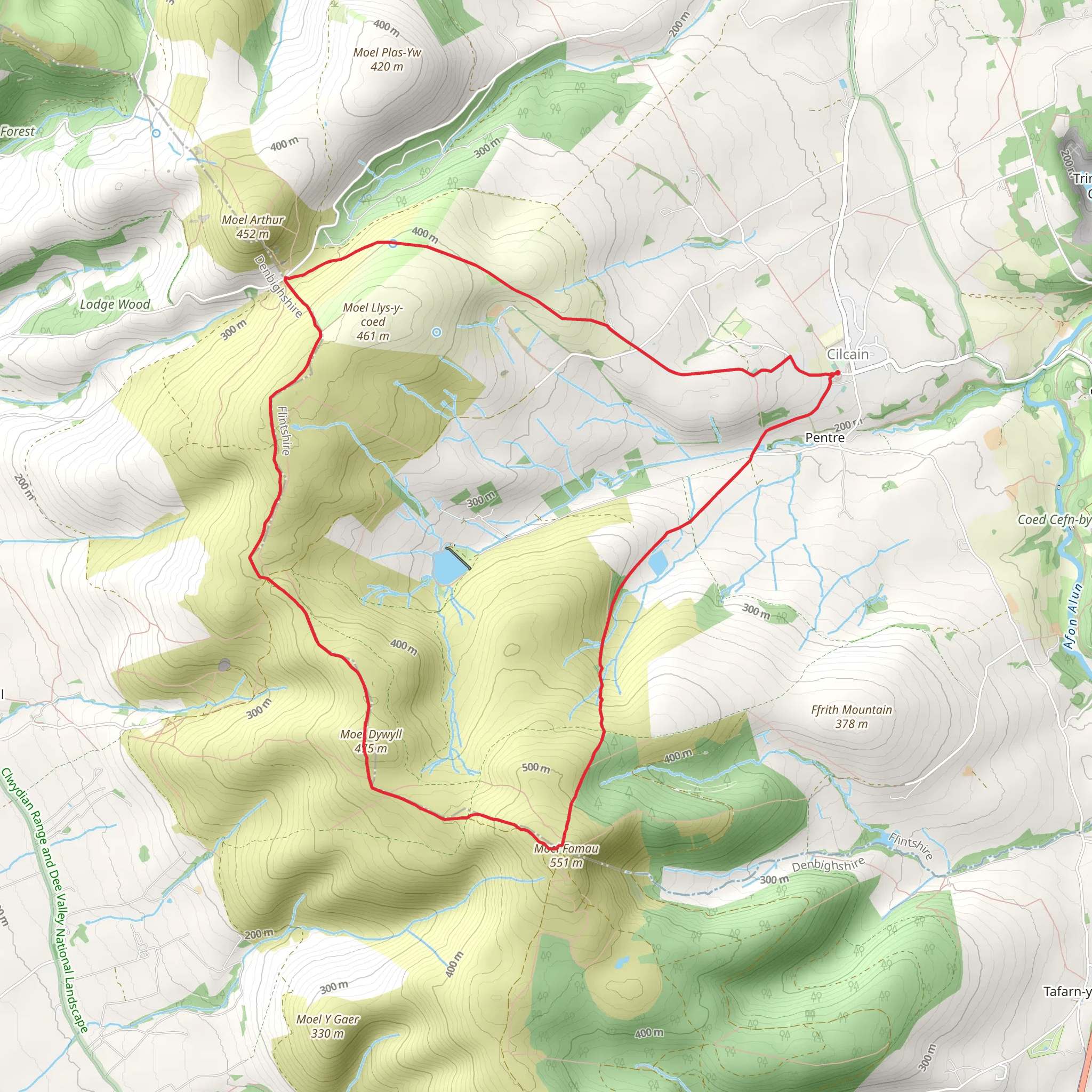 Moel Famau and the Clwydian Hills from Cilcain mobile static map