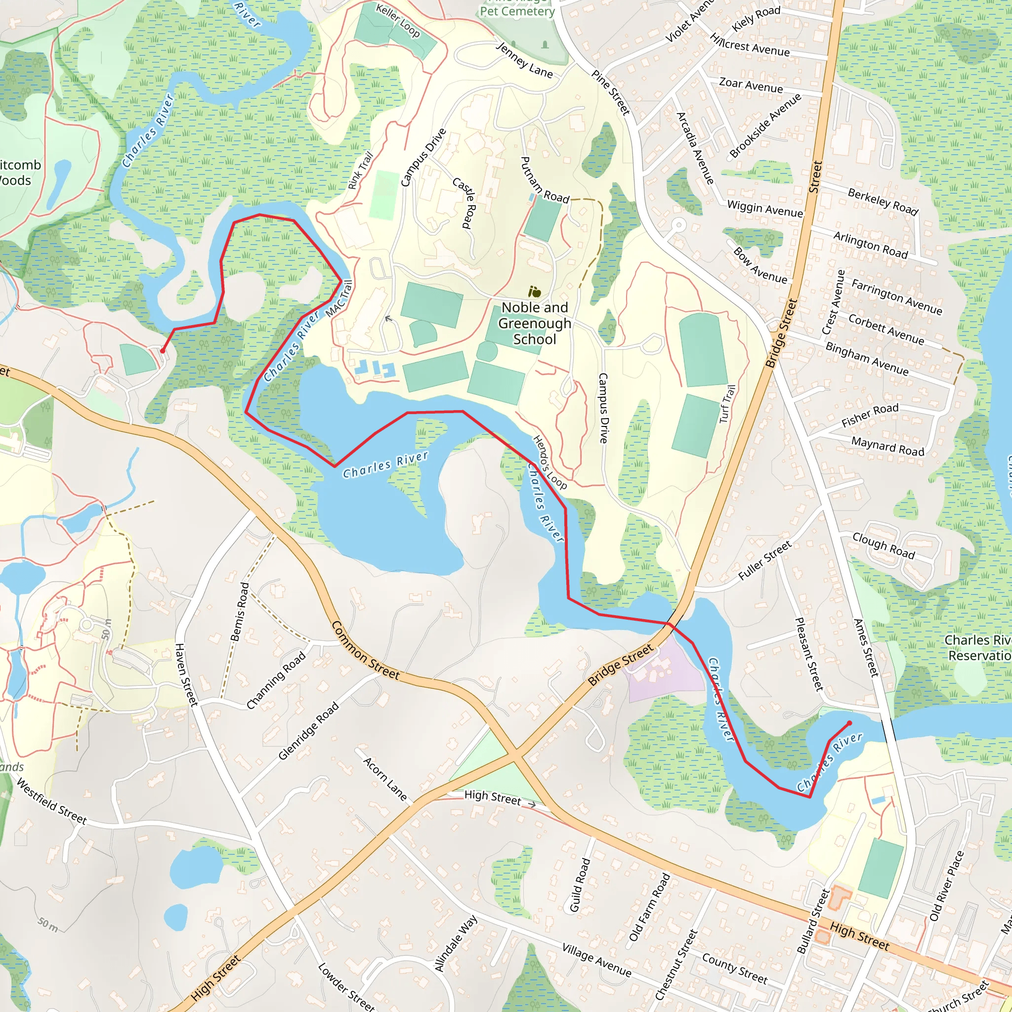 Charles River Path mobile static map
