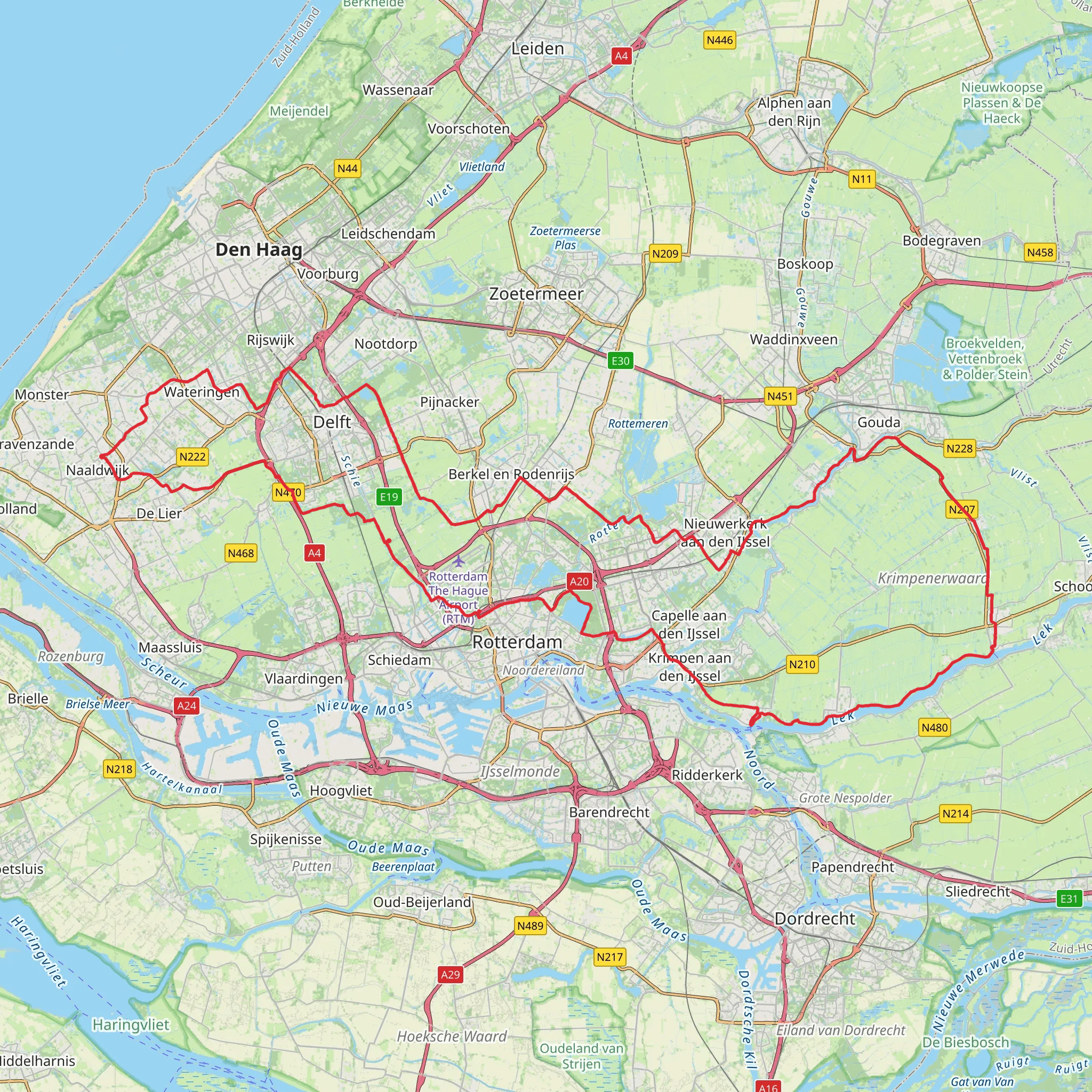 Kenenburgpad, Vlakoverpad, Delftweg, Kleinpolderkade and Oosteinde Loop mobile static map