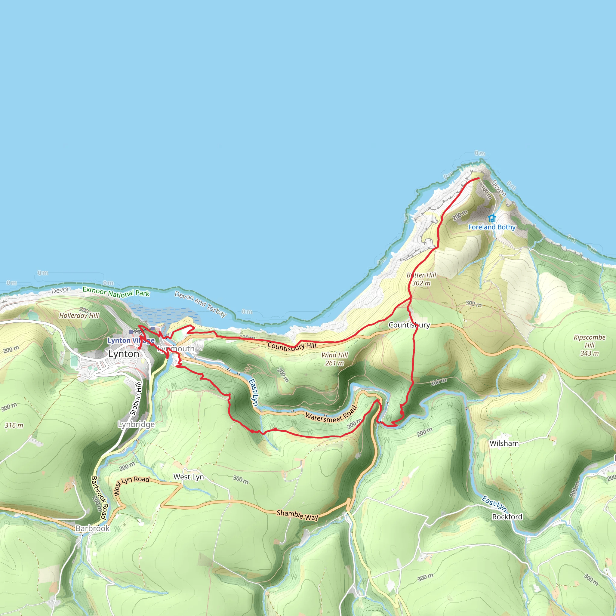 Lynton and Lynmouth Walk mobile static map