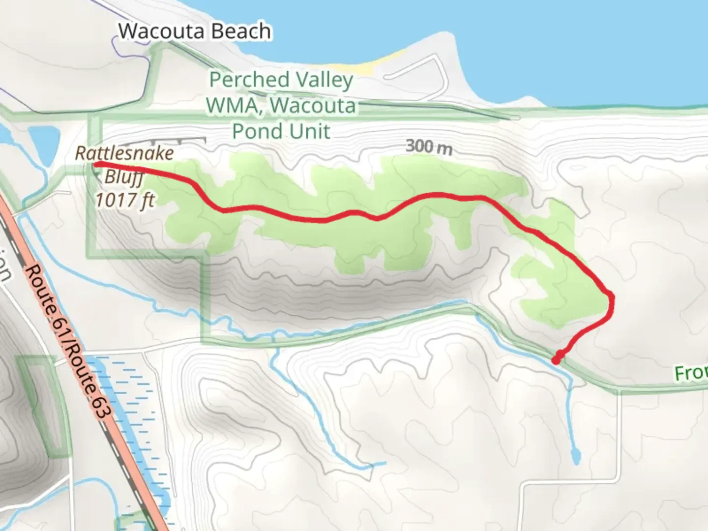 An image depicting the trail Rattlesnake Bluff Trail and its surrounding area.