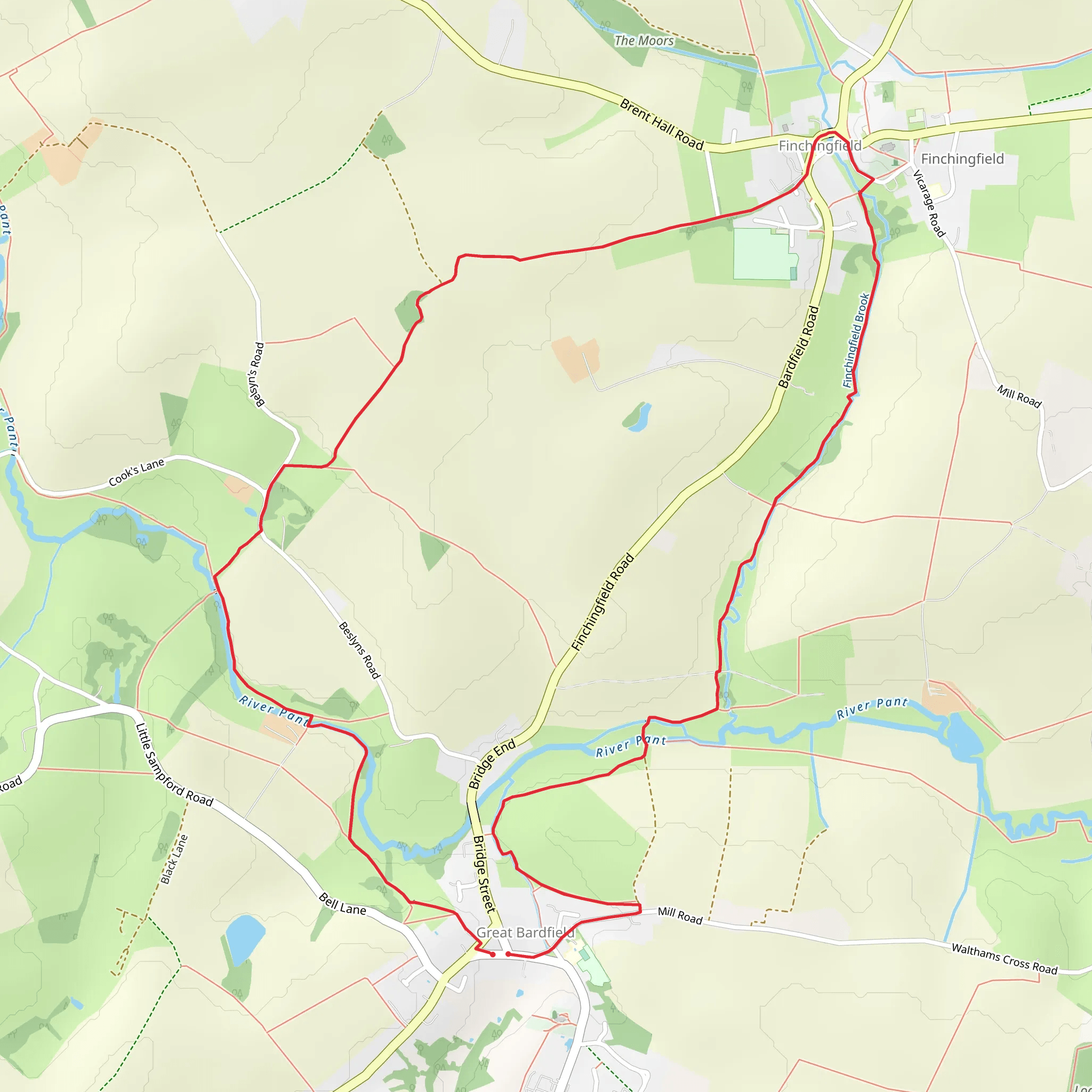 Great Bardfield and Finchingfield Circular mobile static map